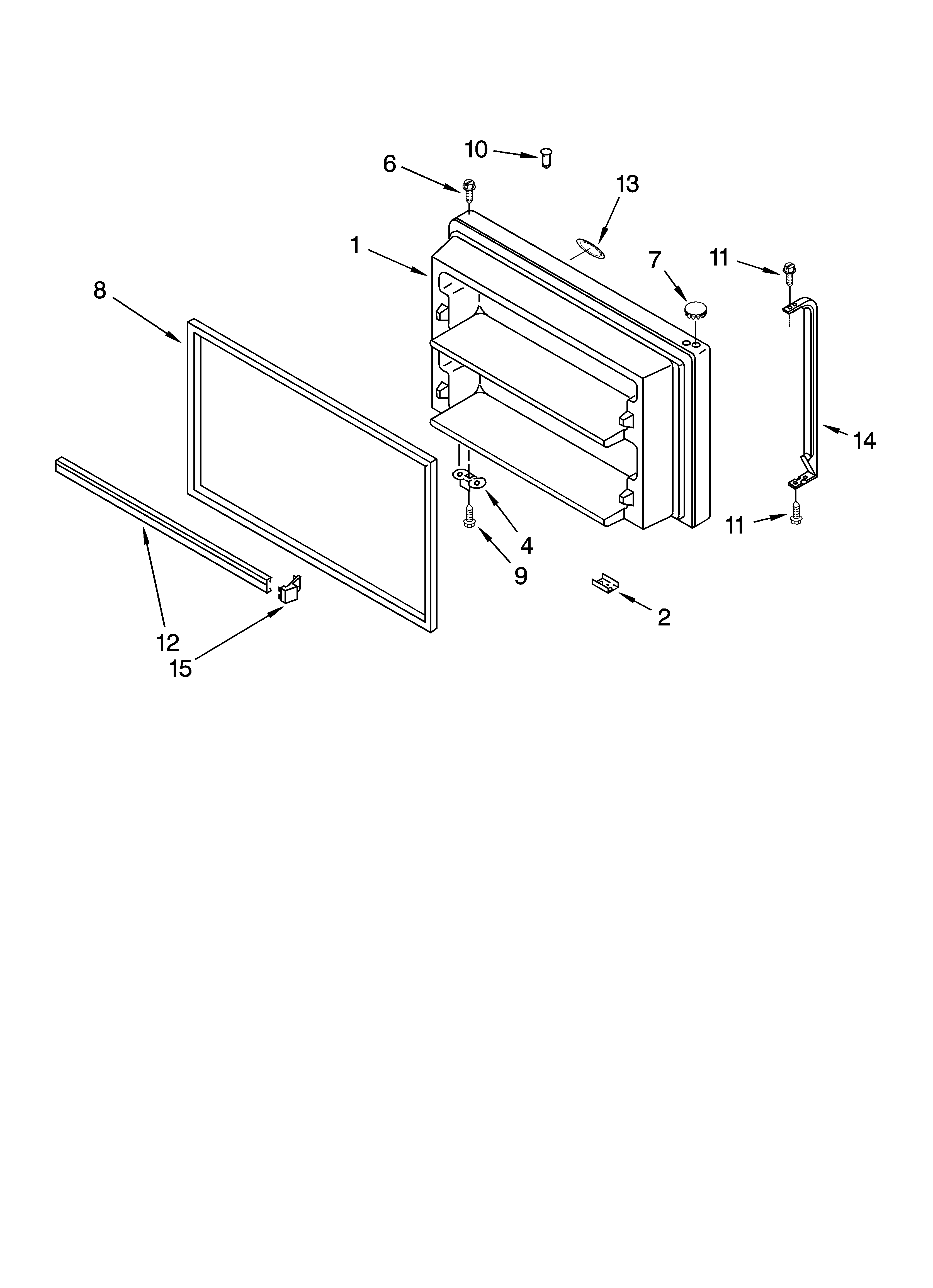 Whirlpool GT2MHTXRB01 freezer door parts diagram