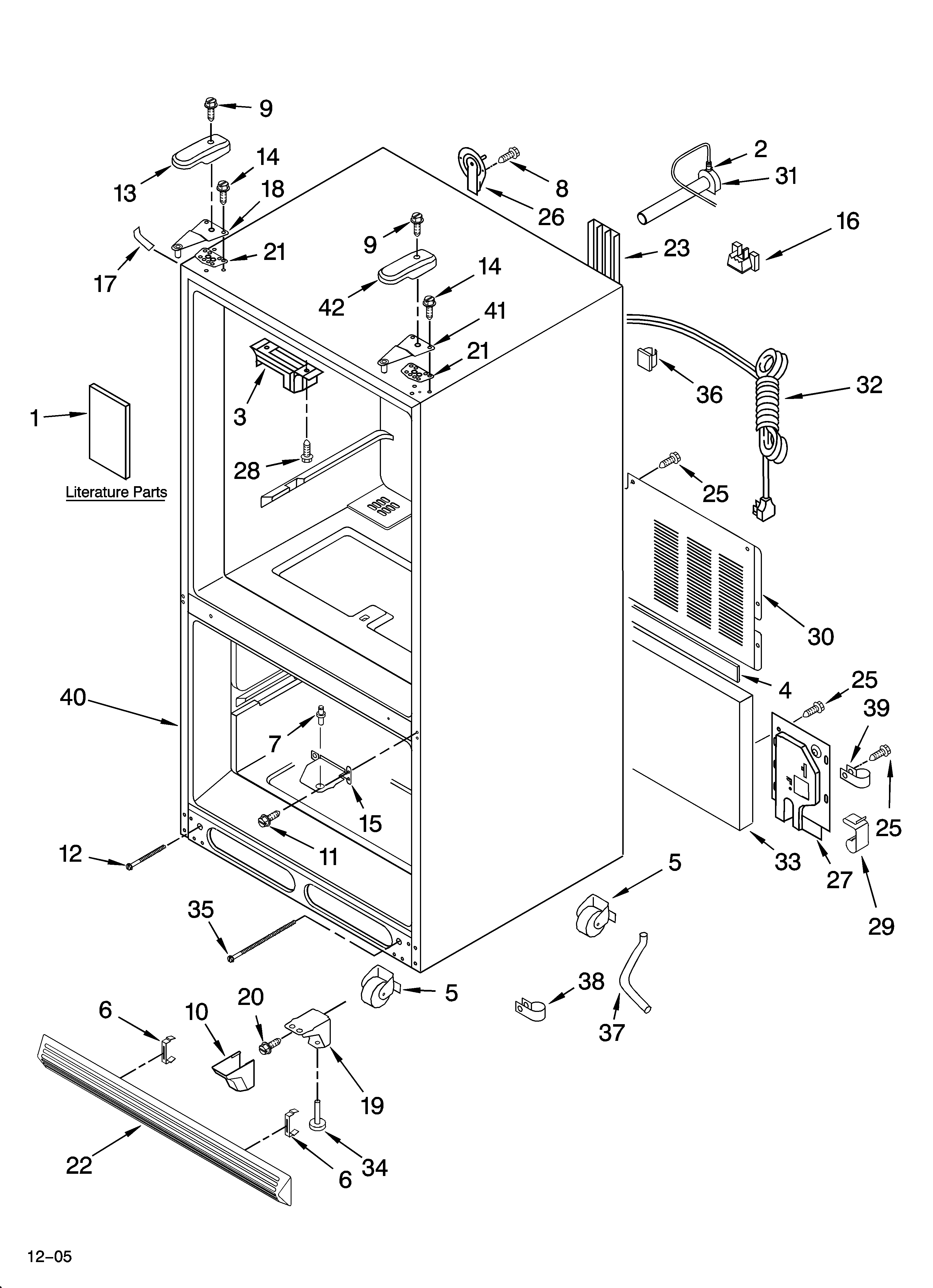 KitchenAid KBFA20ERBL01 cabinet parts diagram
