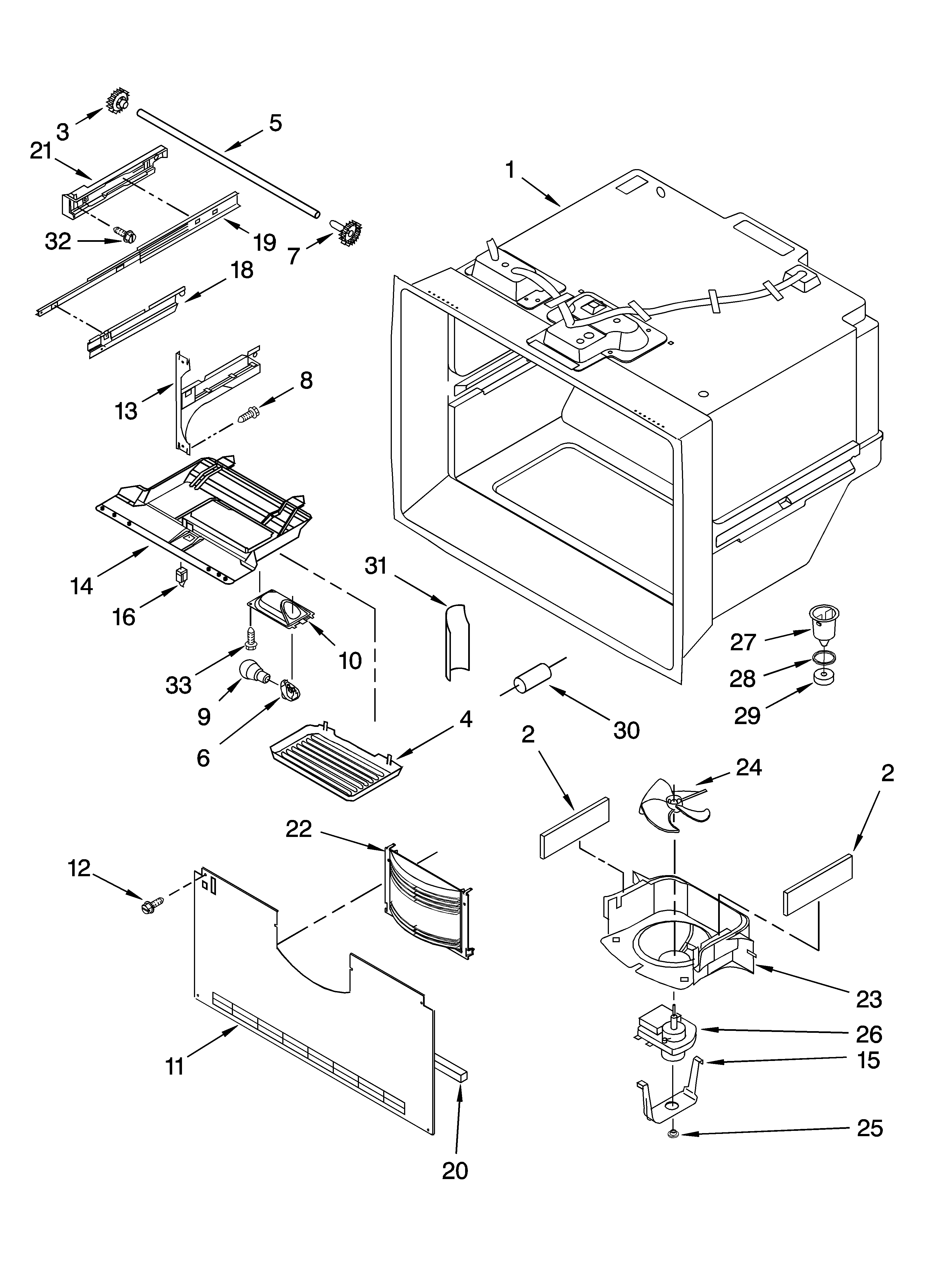 KitchenAid KBFA20ERBL01 freezer liner parts diagram
