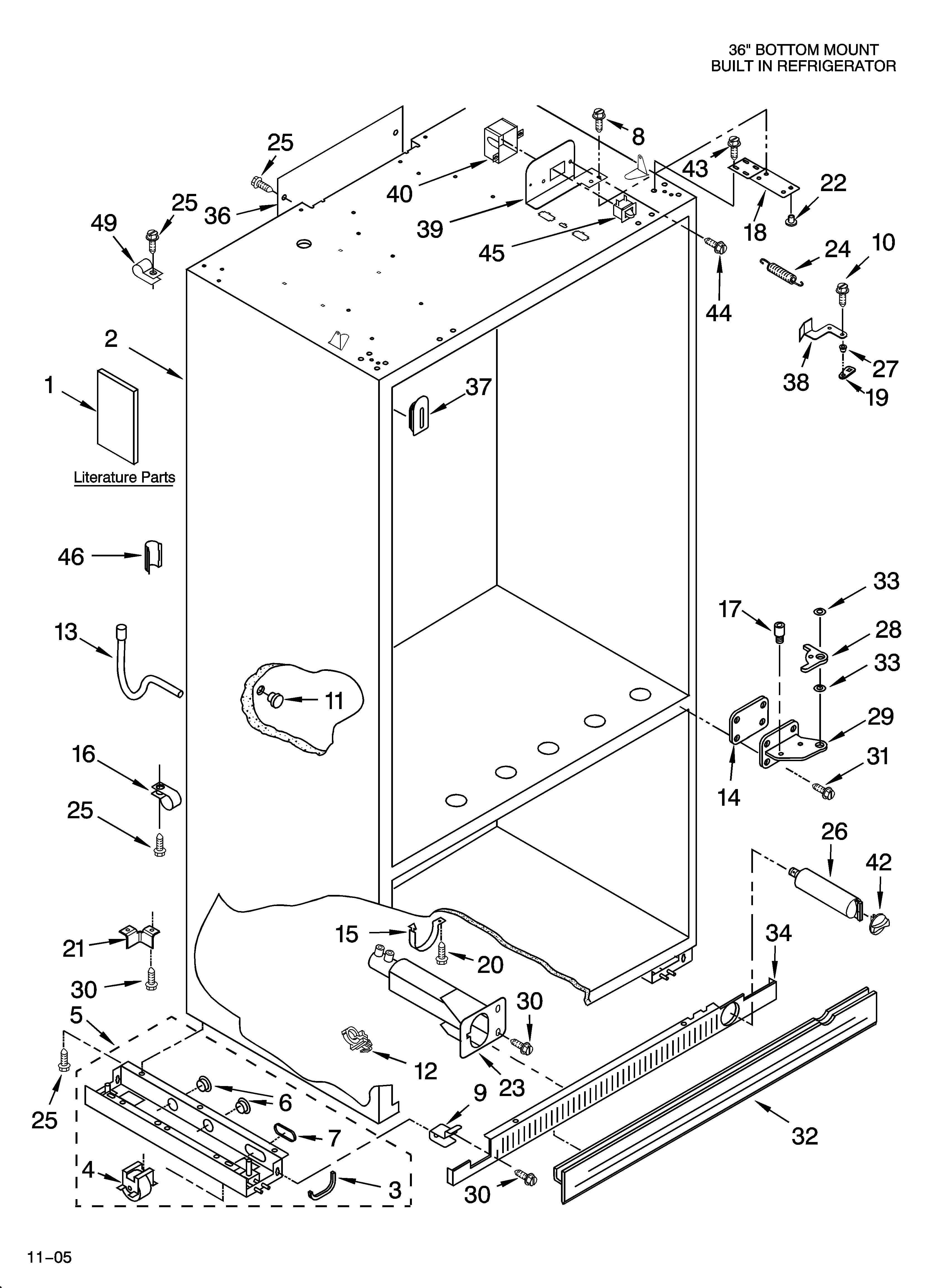 KitchenAid KBLS36FMB02 cabinet parts diagram