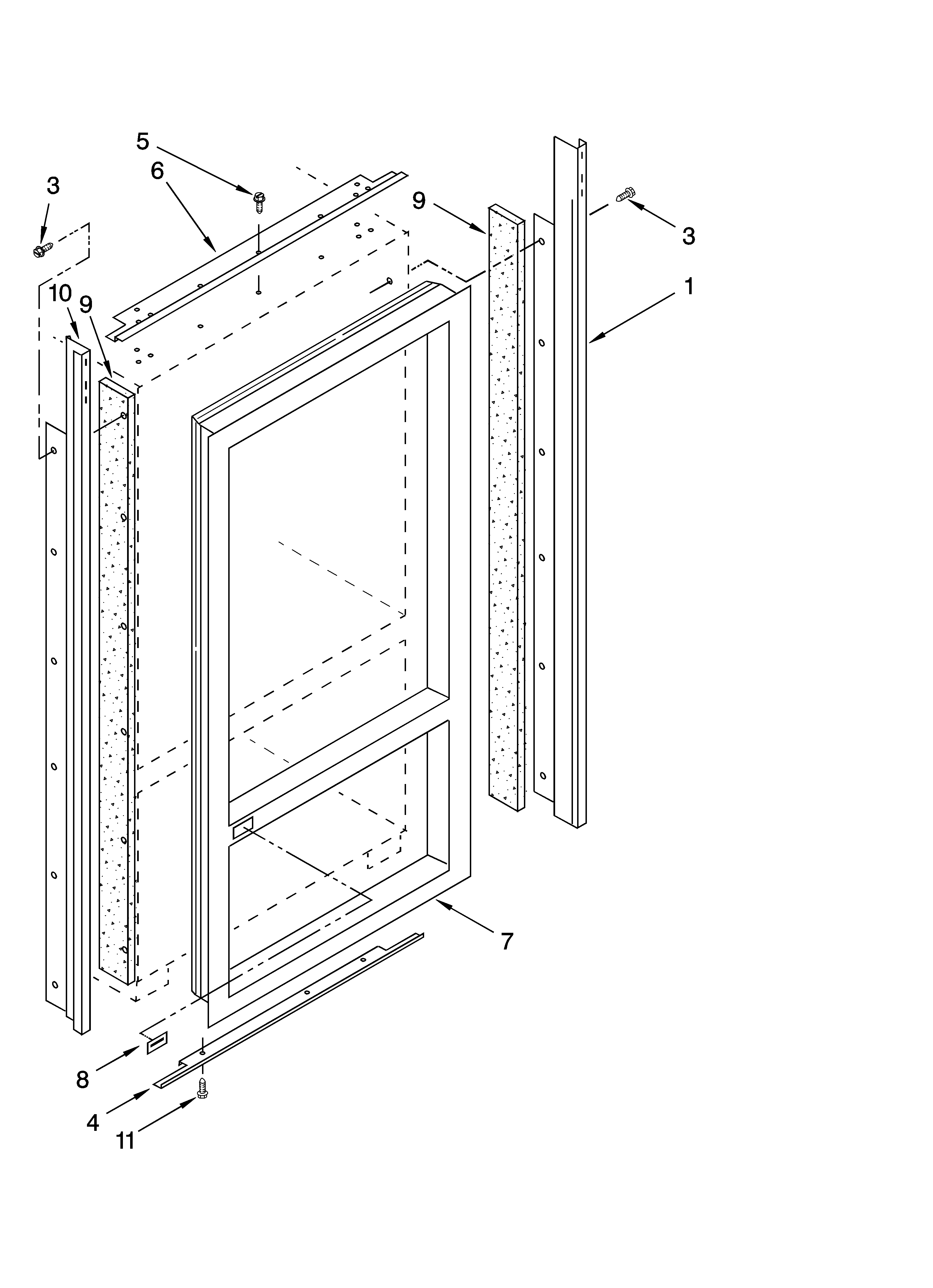 KitchenAid KBLS36FMB02 cabinet and breaker trim parts diagram