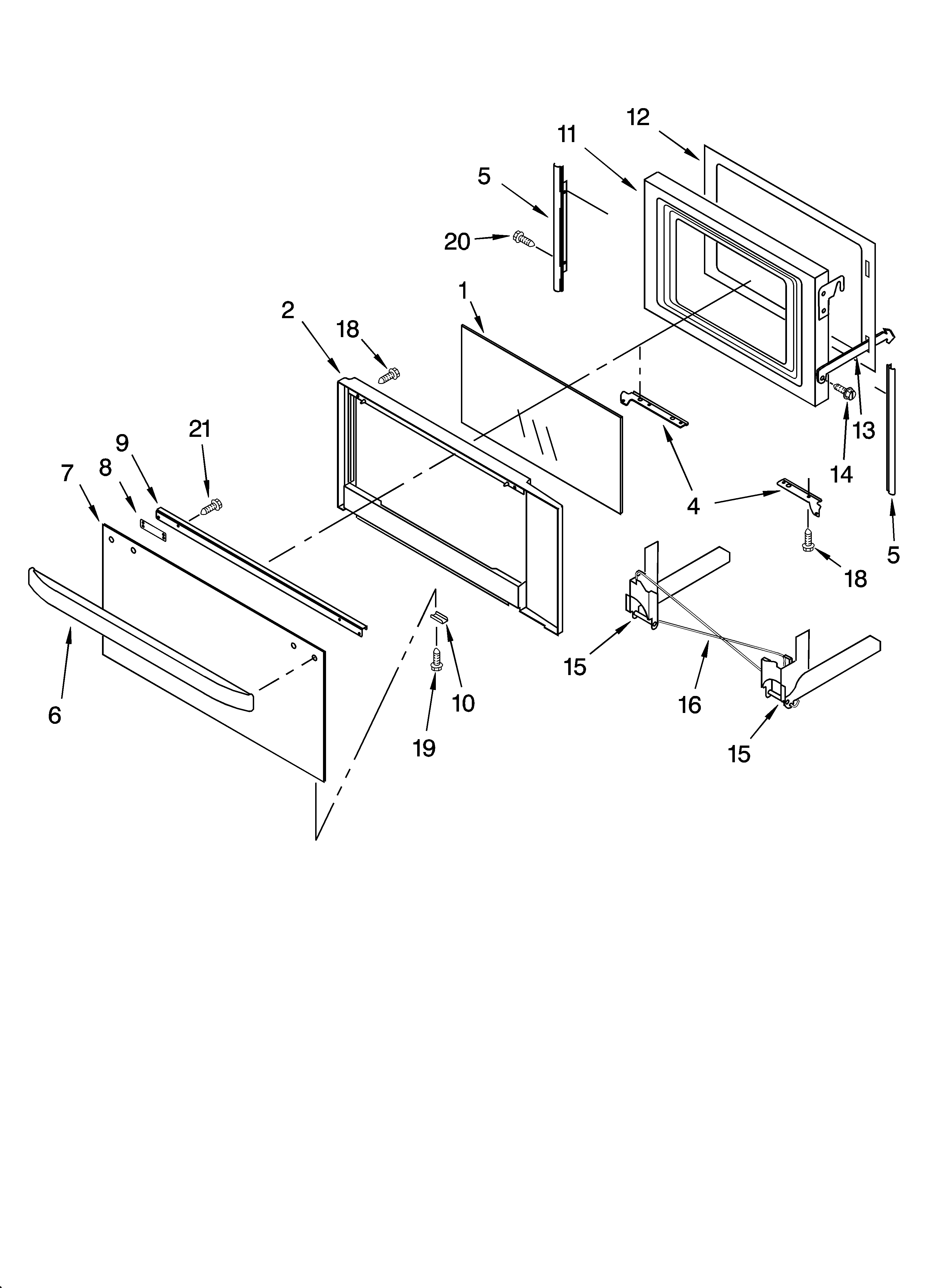 KitchenAid KBMC147HSS05 microwave door parts, optional parts diagram