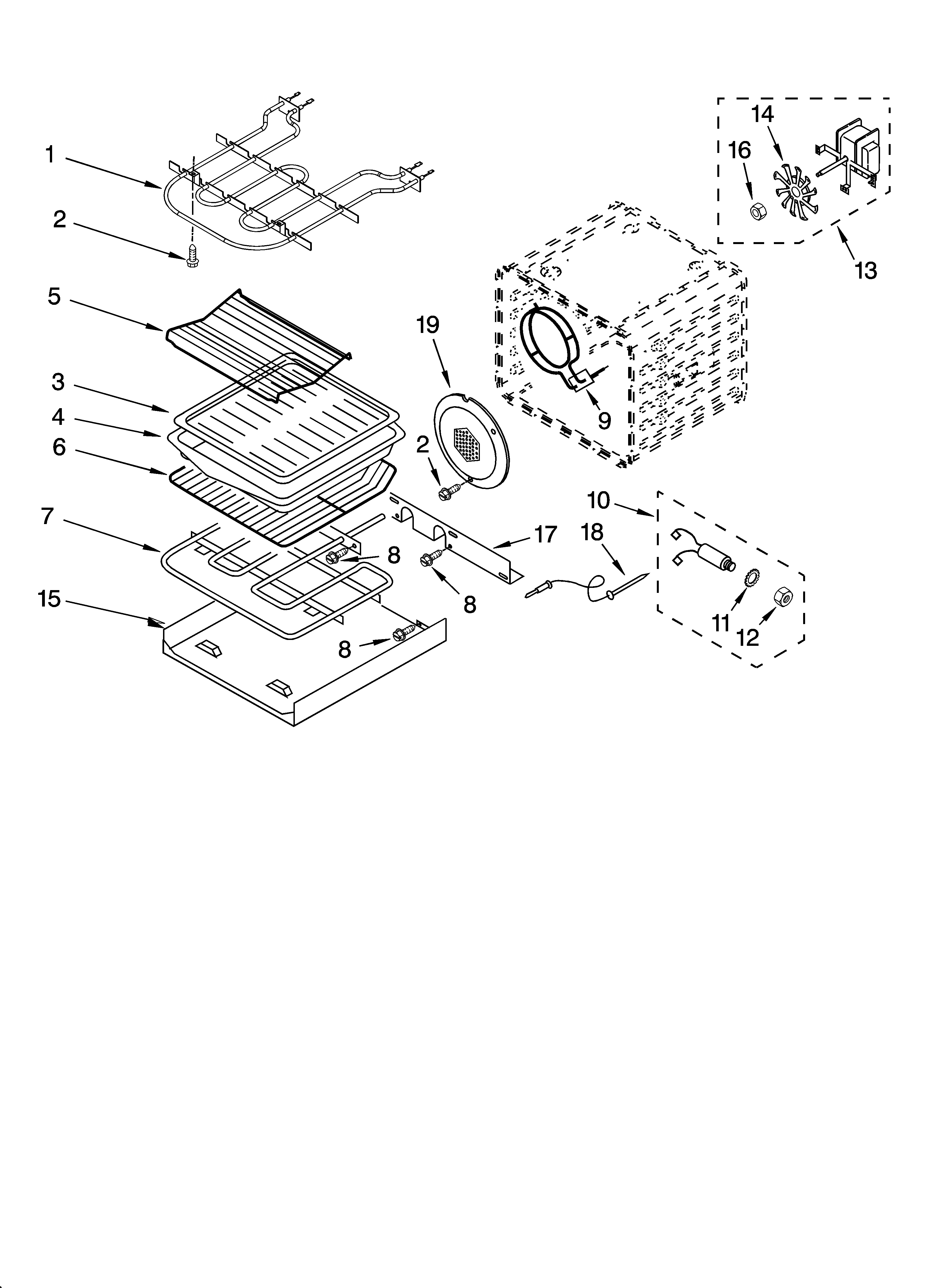 KitchenAid KEBC167MSS01 internal oven parts diagram