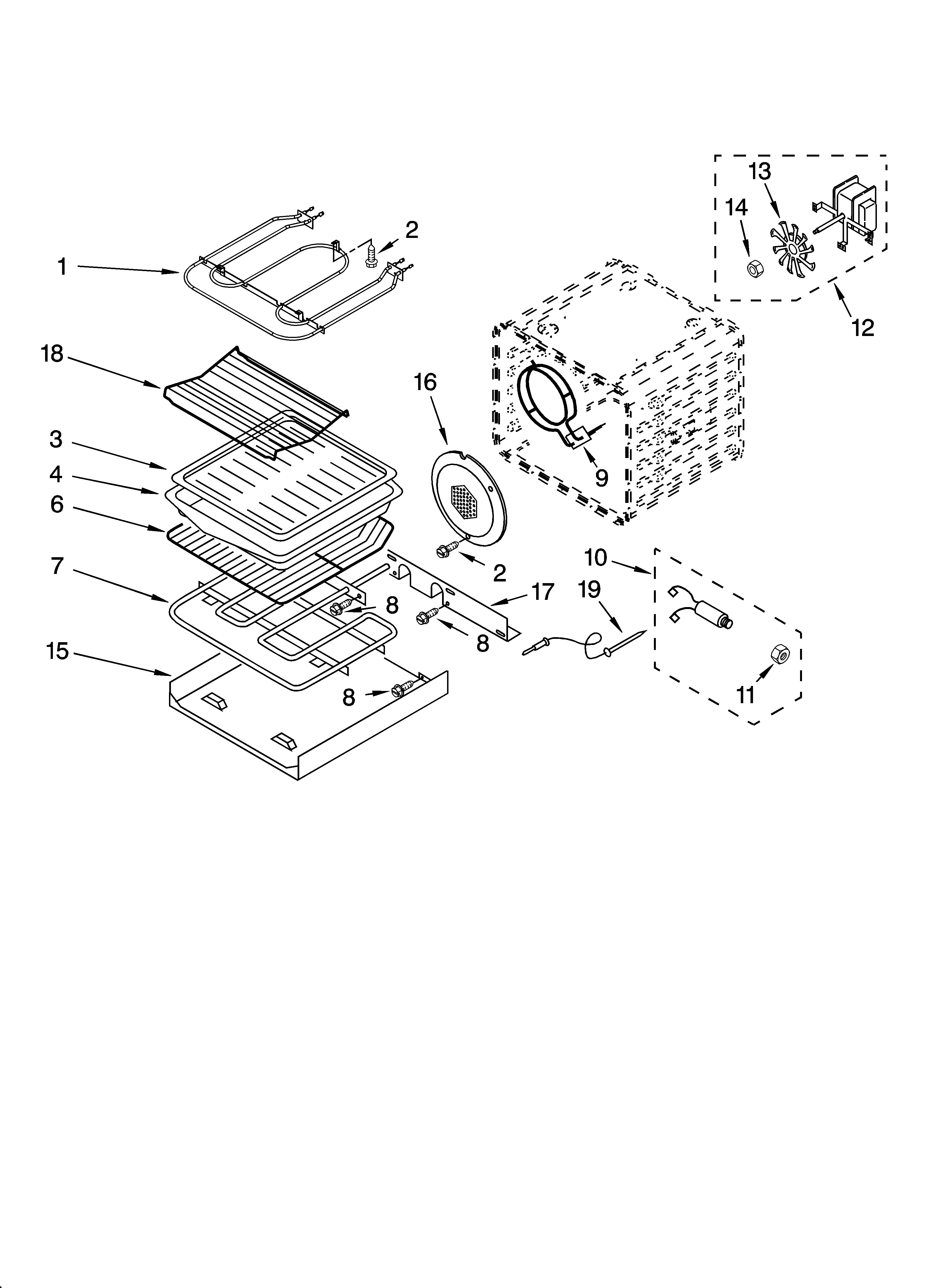 KitchenAid KEBC177KBL05 internal oven parts diagram