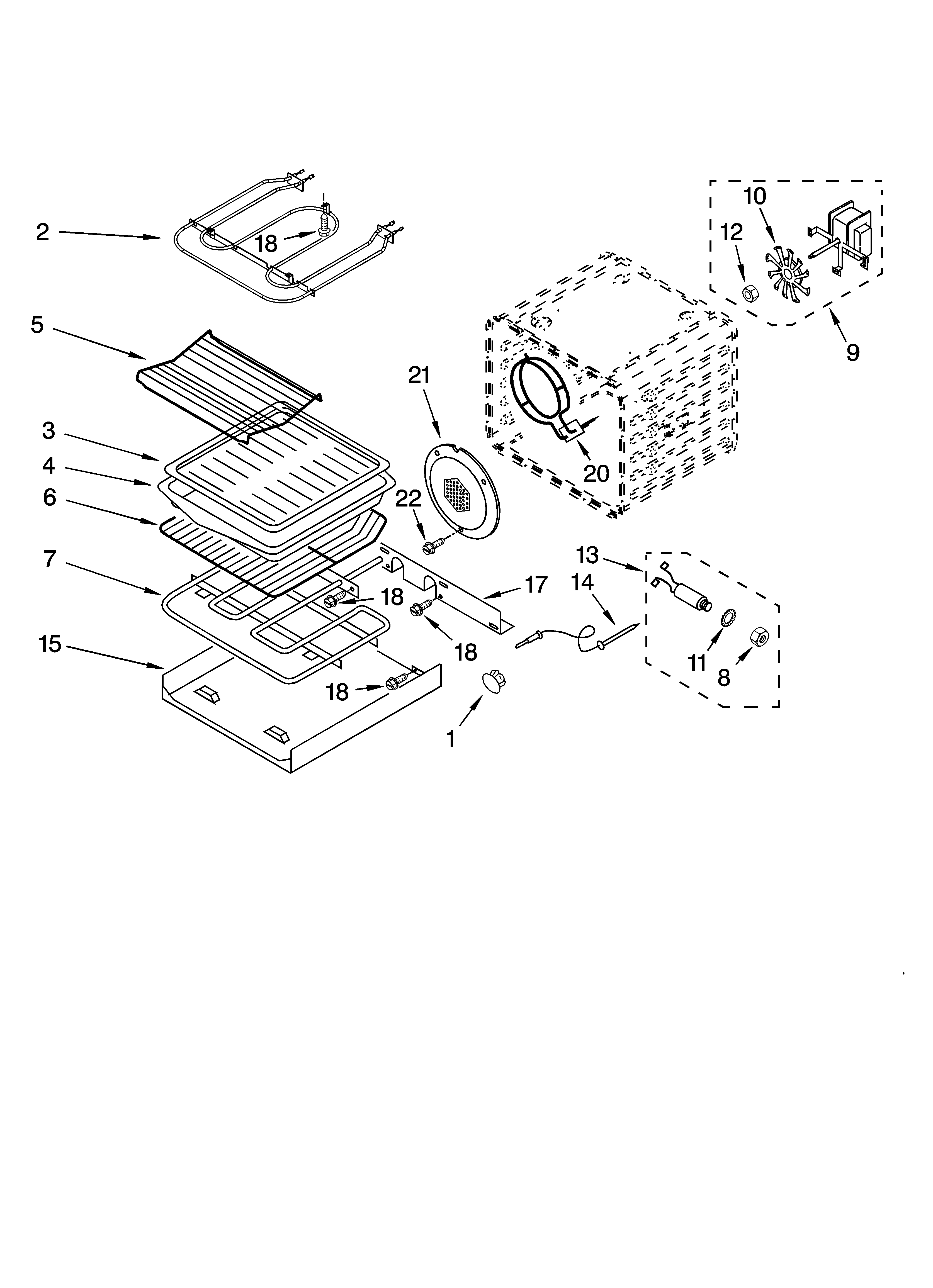 KitchenAid KEBC208KSS04 internal oven parts diagram