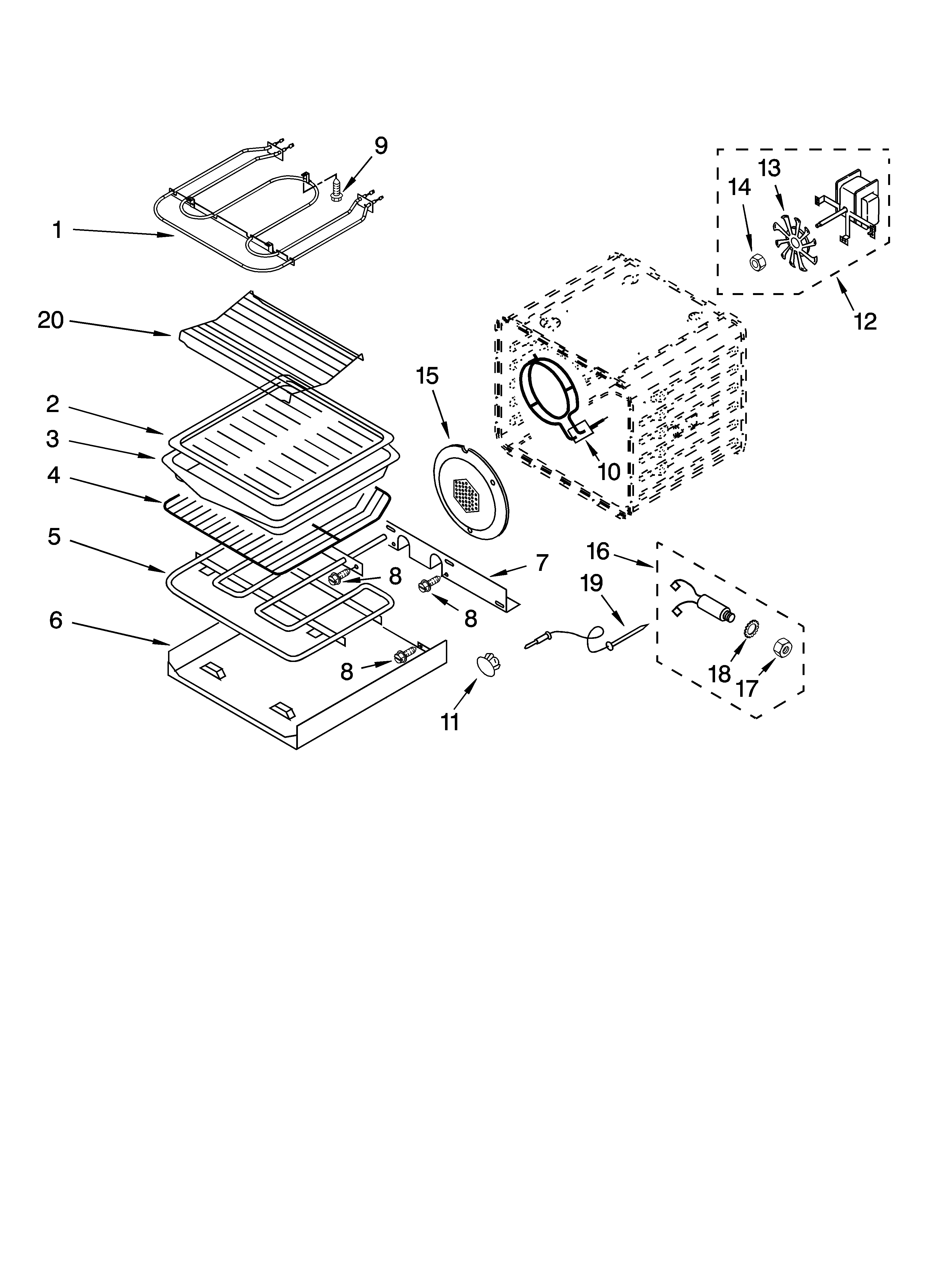 KitchenAid KEBC278KBL04 internal oven parts diagram