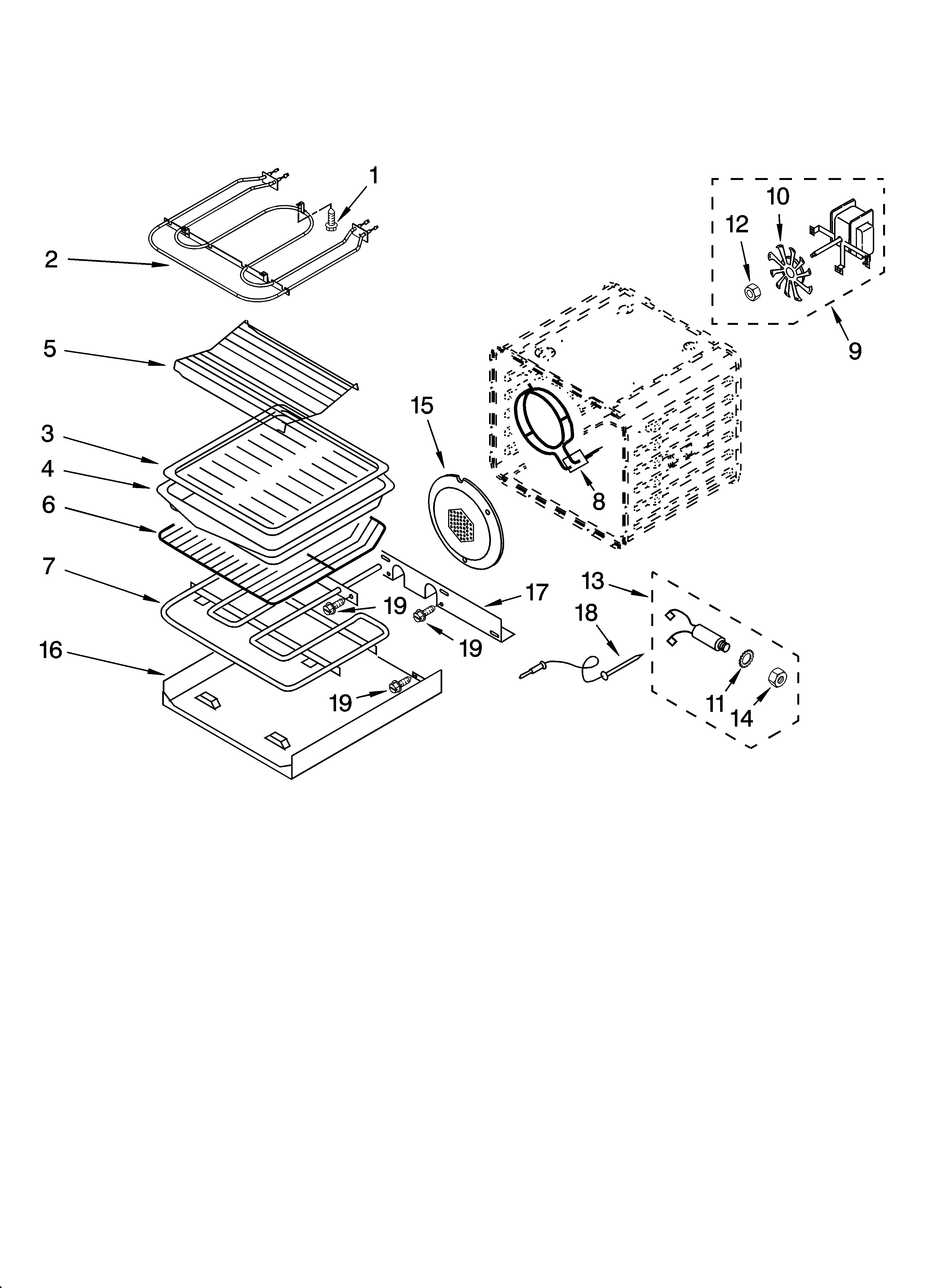 KitchenAid KEBV107PSS01 internal oven parts diagram