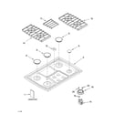 KitchenAid KGCC706RSS01 cooktop, burner and grate parts diagram