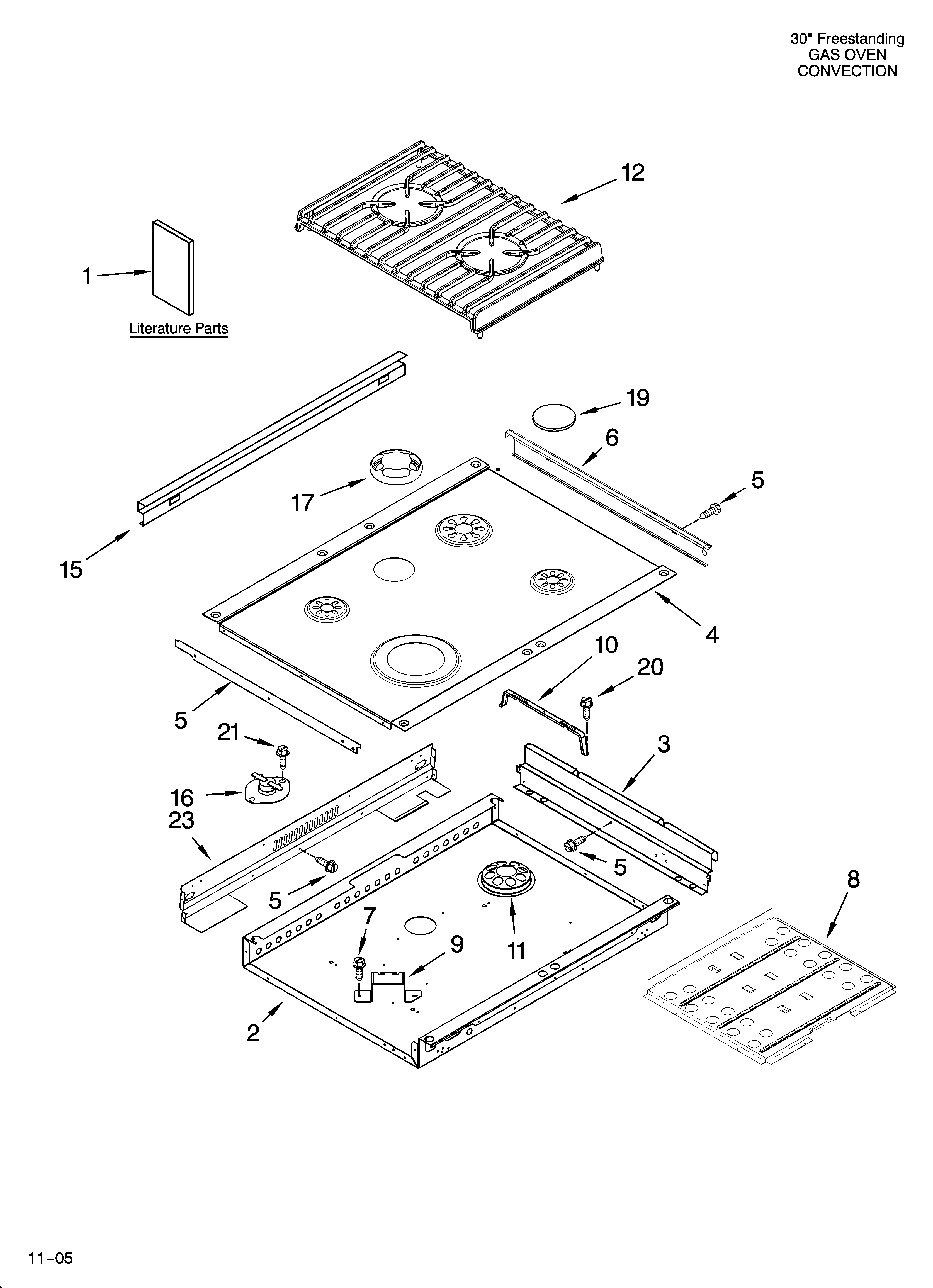 KitchenAid KGSI901PBL01 cooktop parts diagram