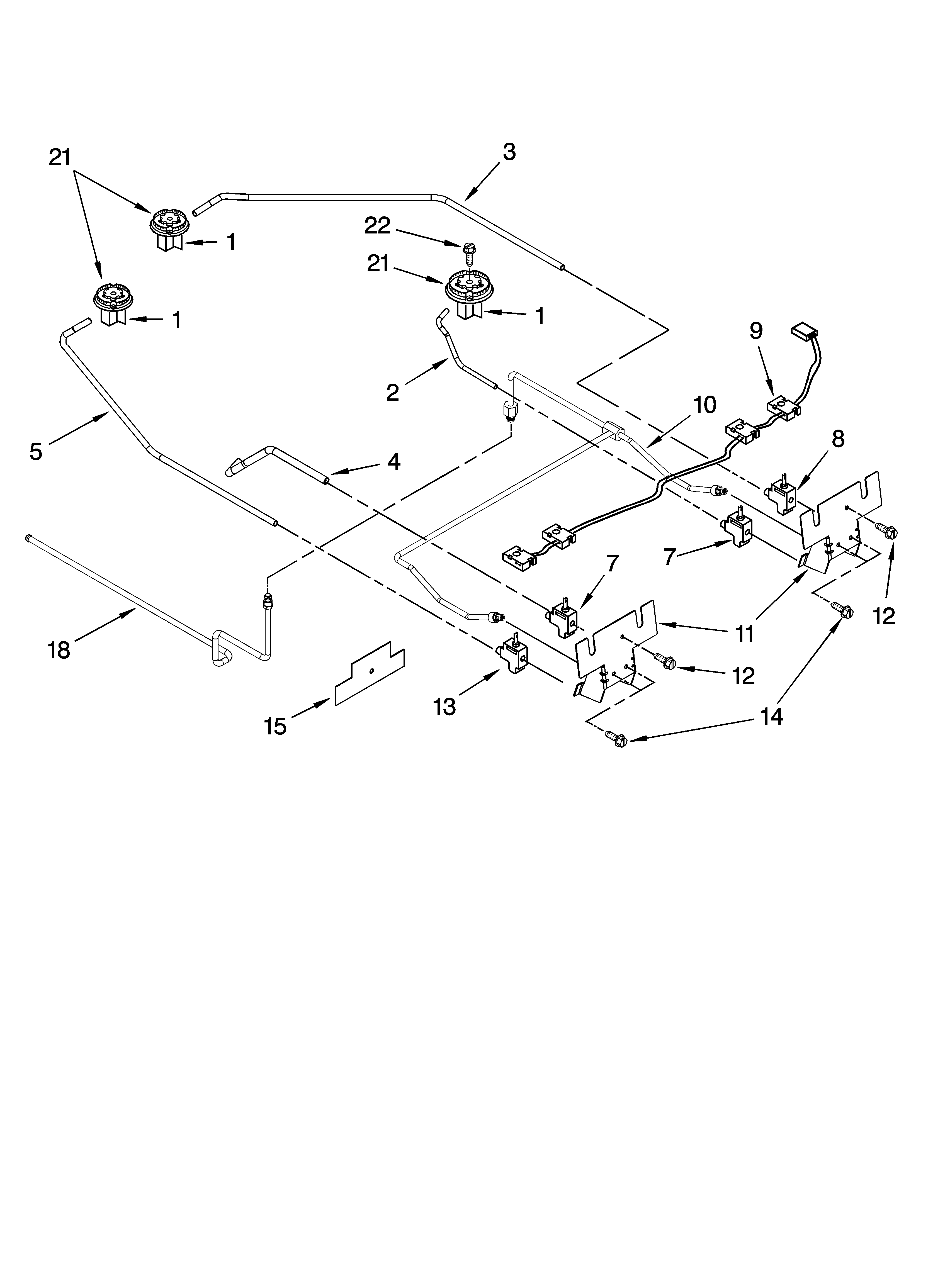 KitchenAid KGSI901PBL01 cooktop burner parts diagram