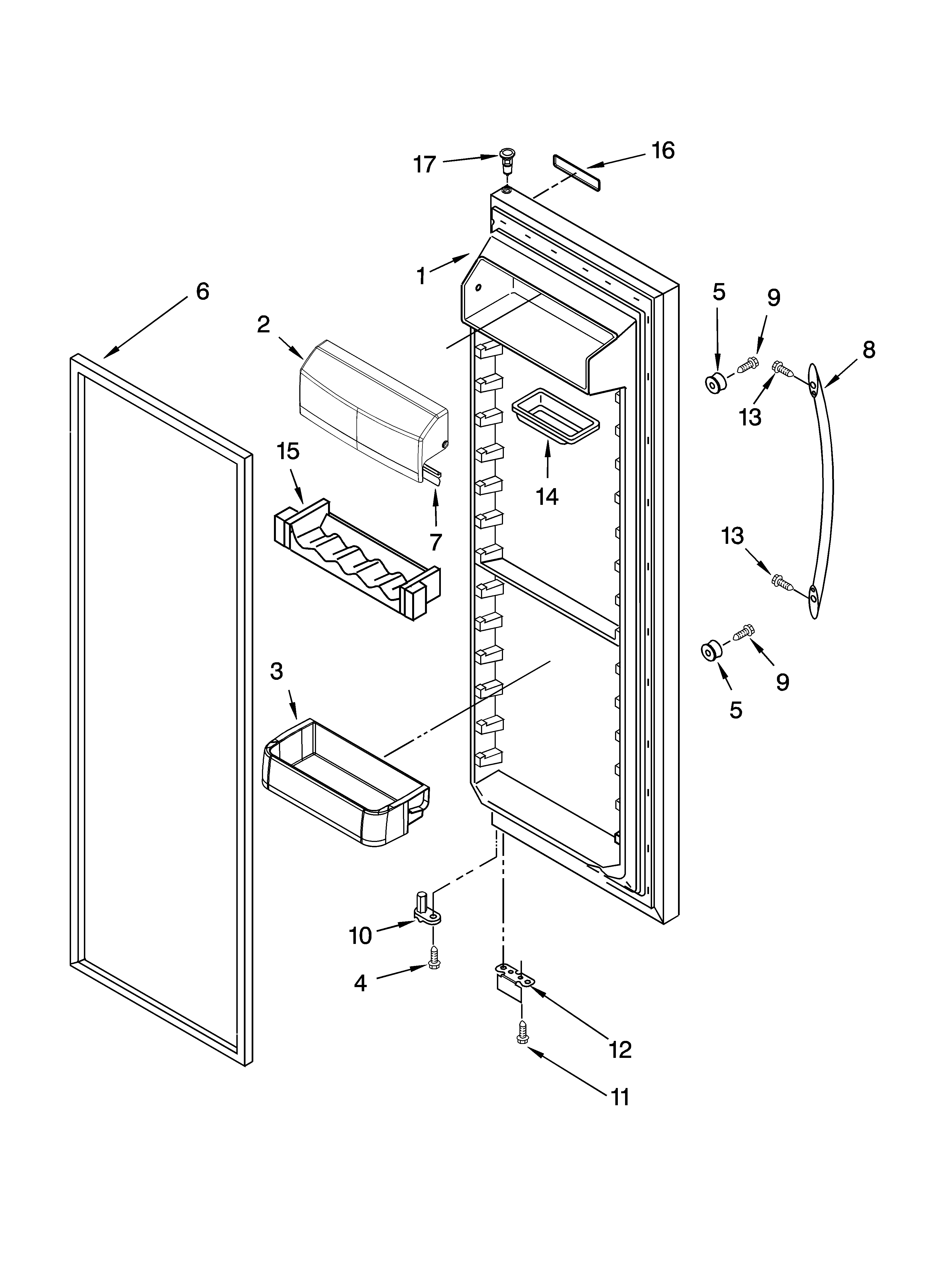 KitchenAid KSRF25FRBL01 refrigerator door parts diagram
