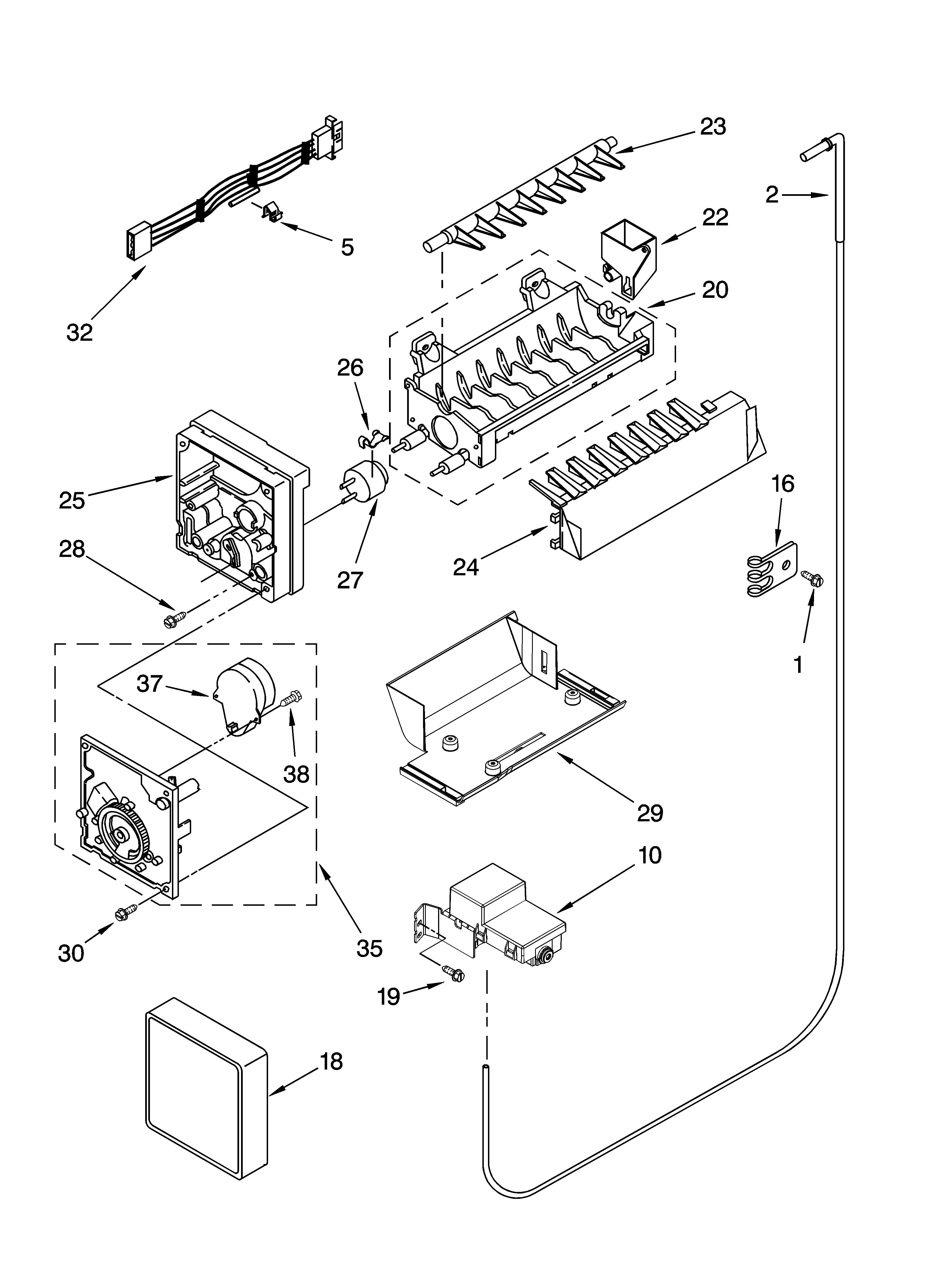 KitchenAid KSRF25FRBL01 icemaker parts, optional parts diagram