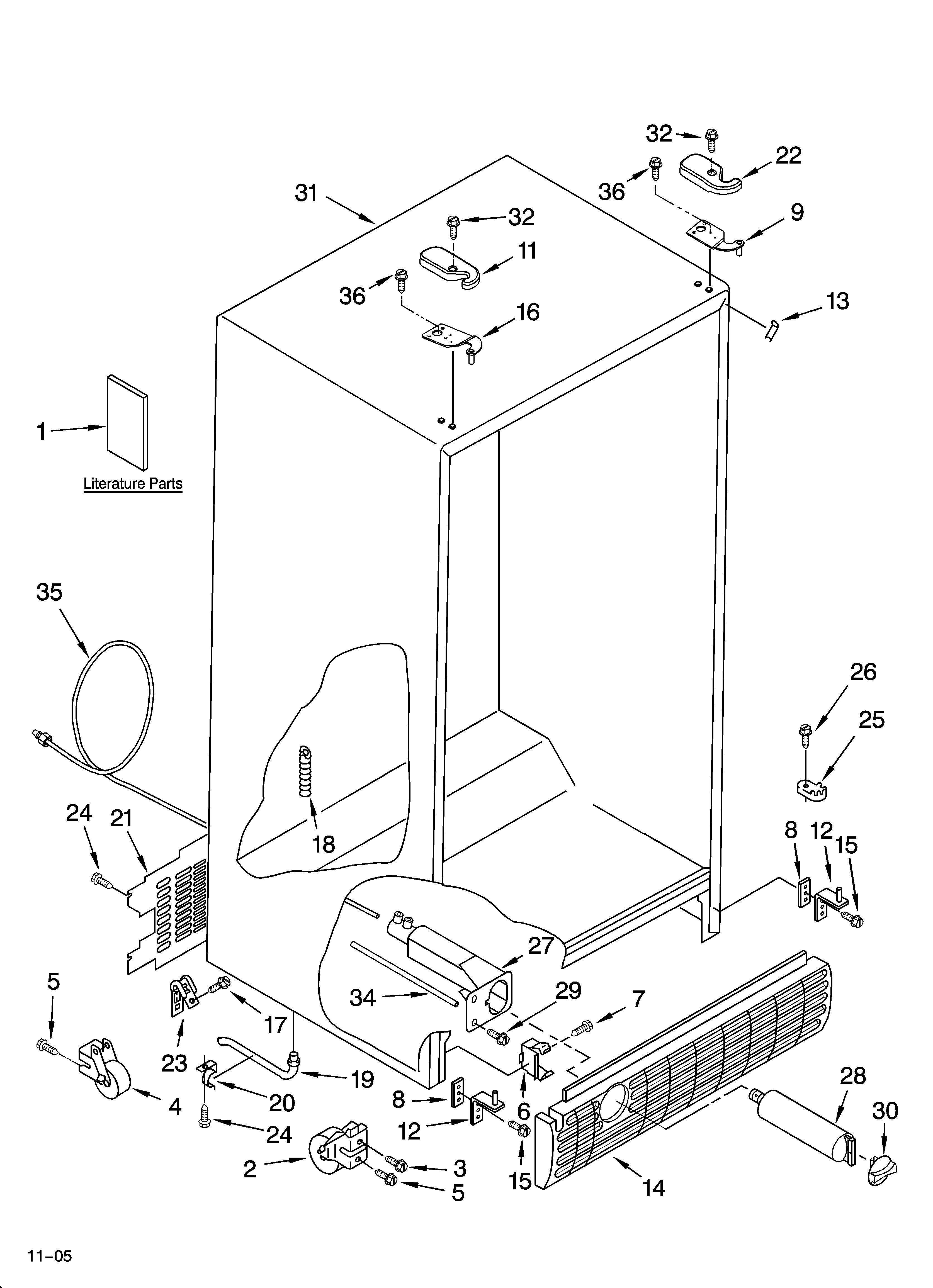 KitchenAid KSRG25FKSS17 cabinet parts diagram