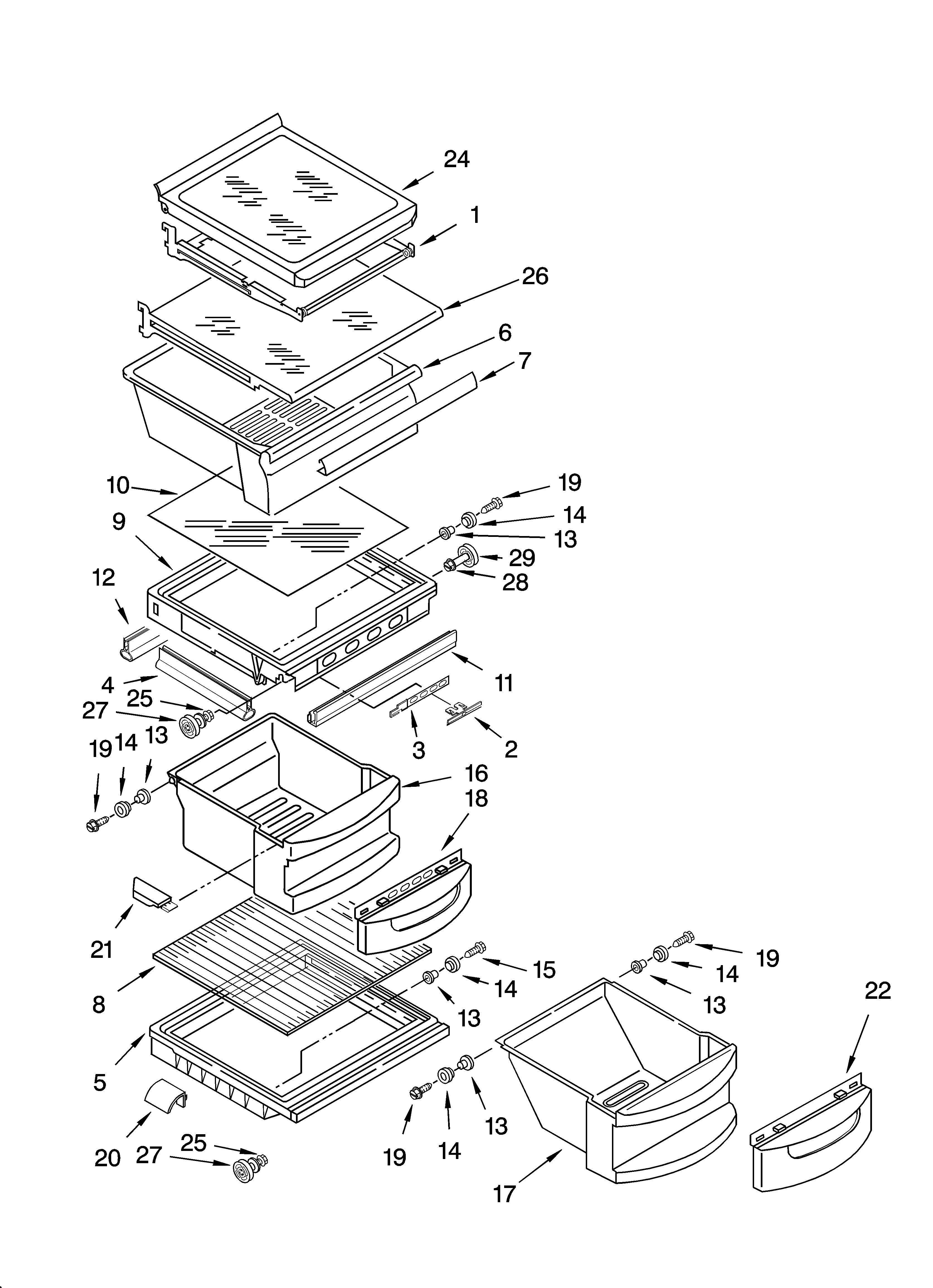 KitchenAid KSRG25FKSS17 refrigerator shelf parts diagram