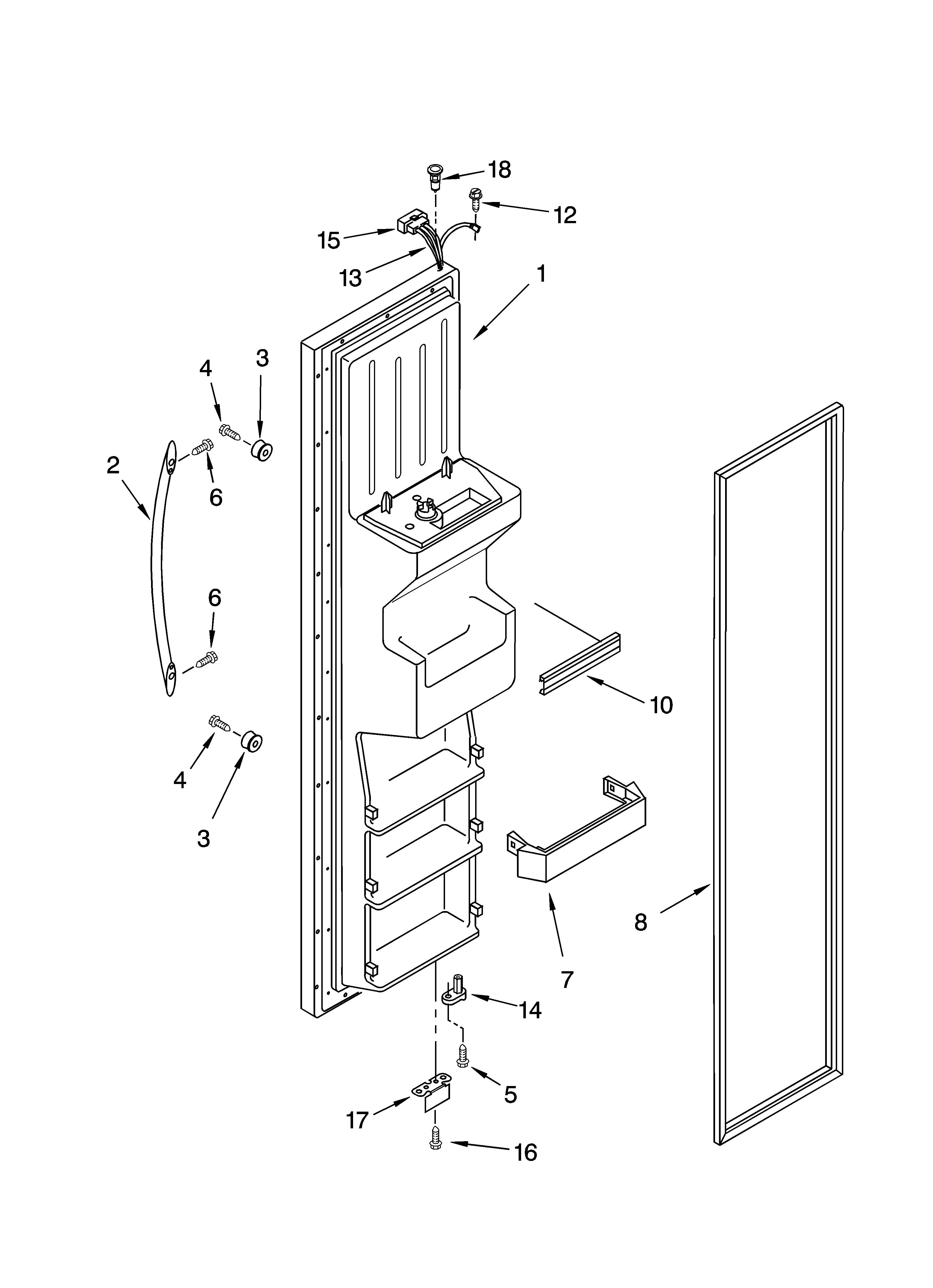 KitchenAid KSRG25FKSS17 freezer door parts diagram
