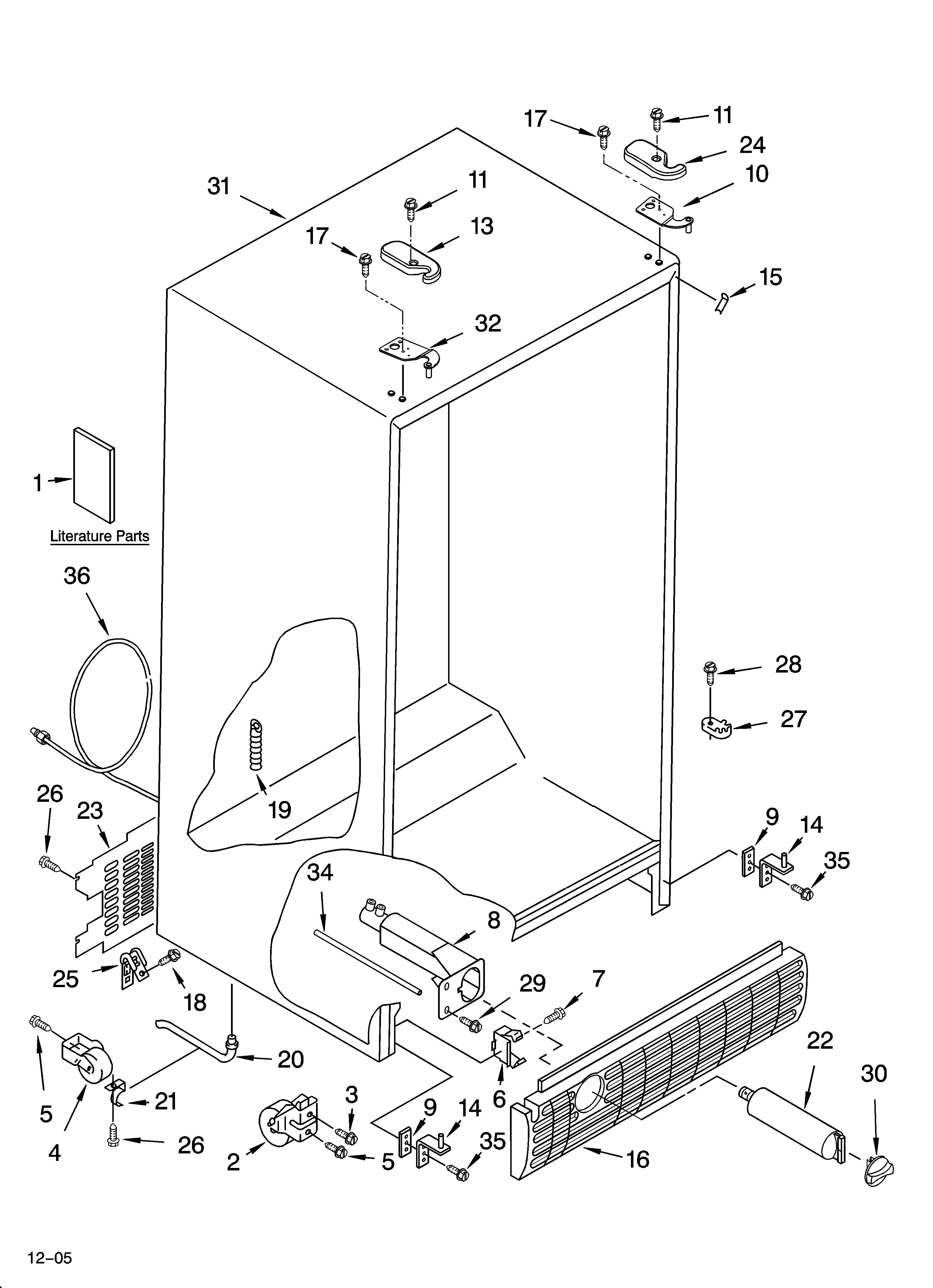 KitchenAid KSRI22FNBL01 cabinet parts diagram
