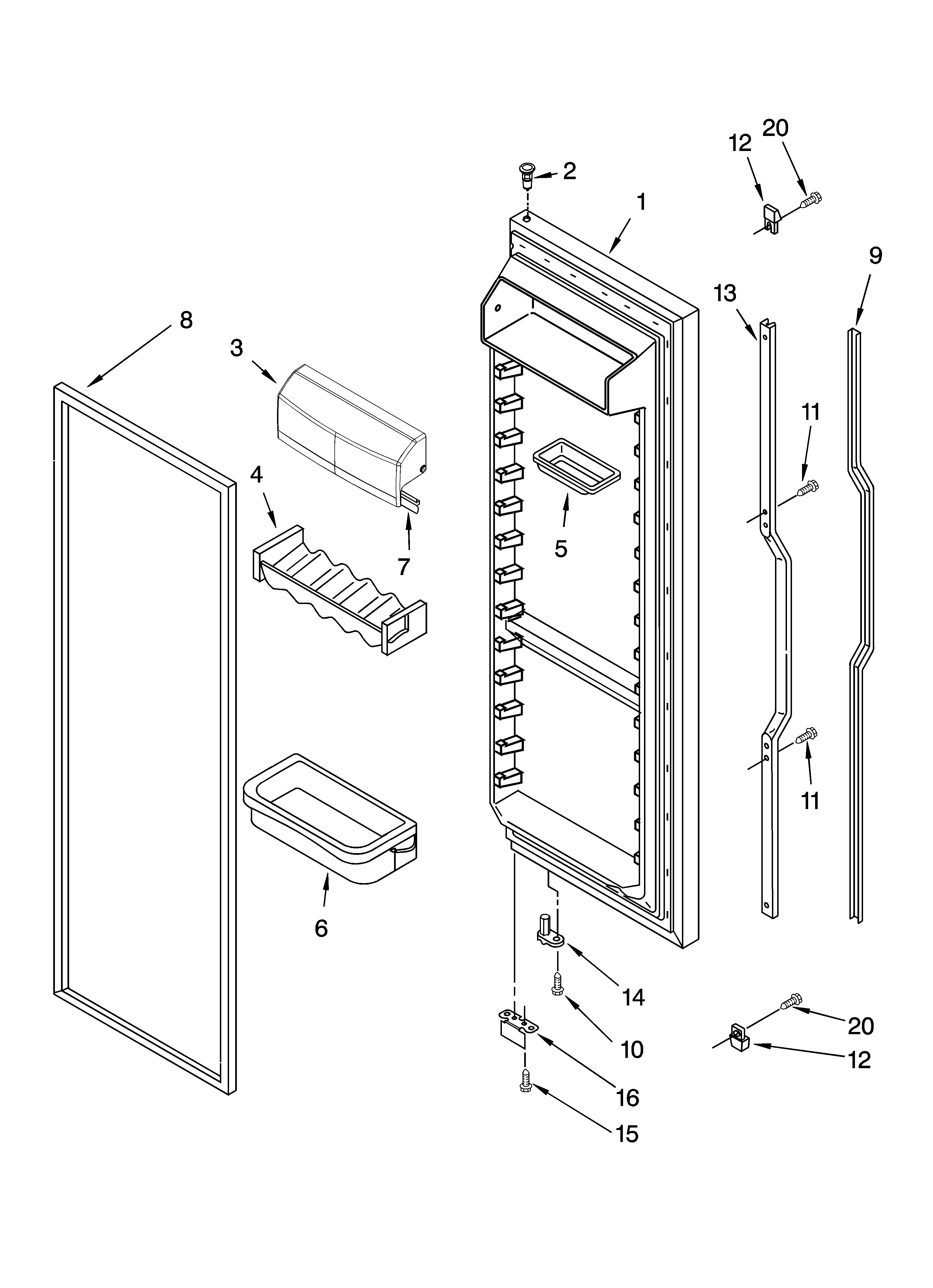 KitchenAid KSRI22FNBL01 refrigerator door parts diagram