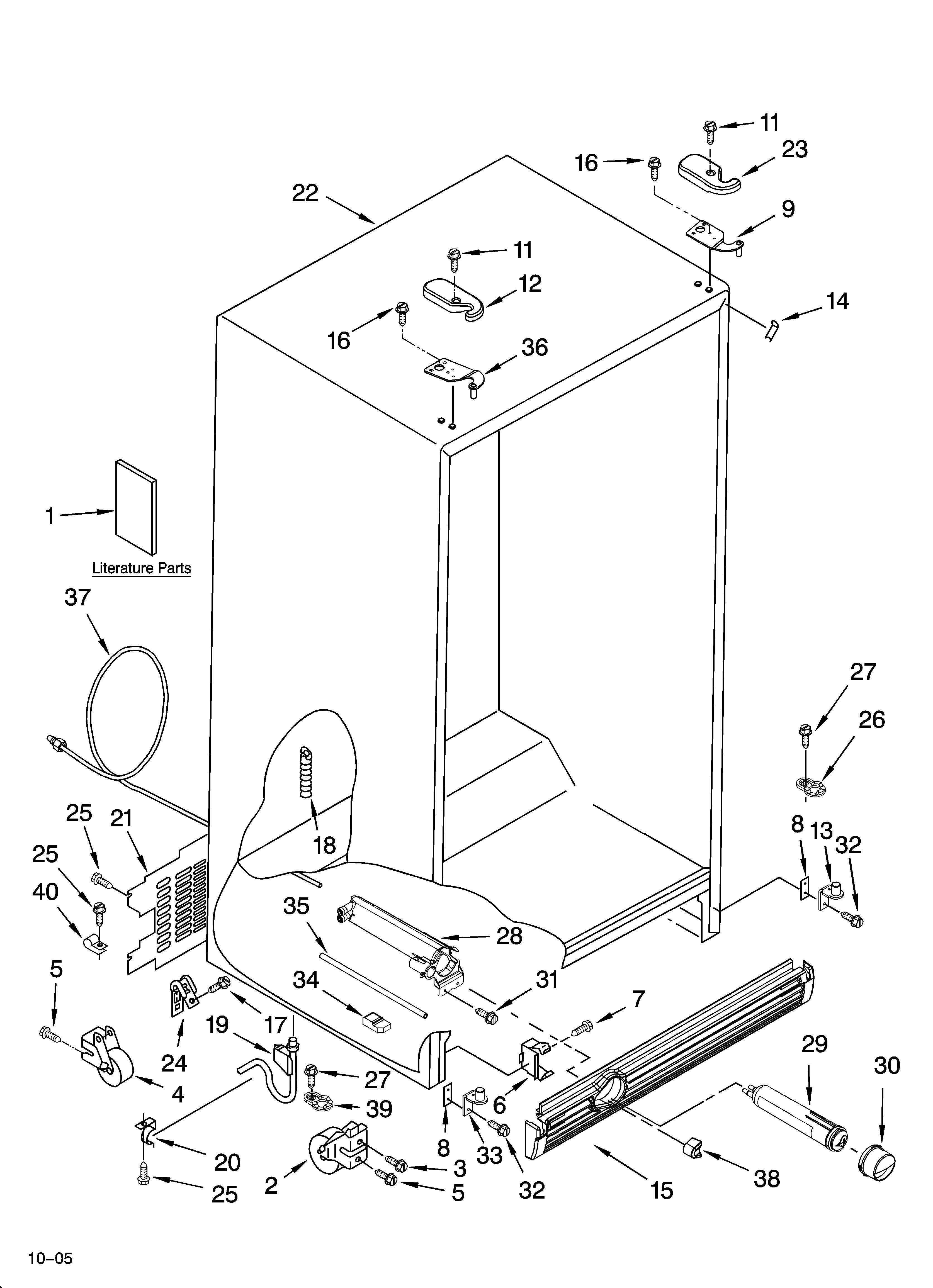KitchenAid KSRN25FRBL00 cabinet parts diagram