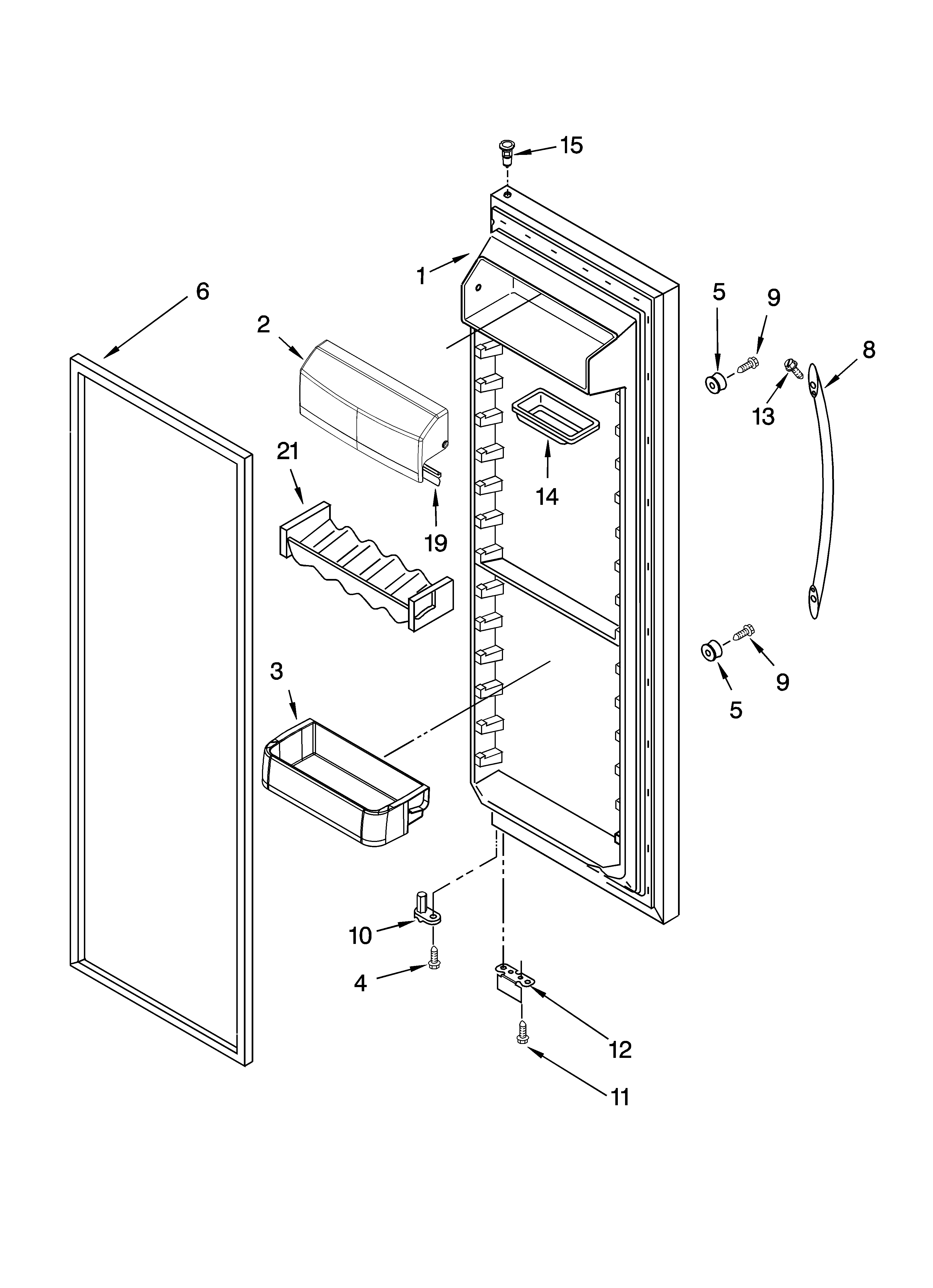 KitchenAid KSRN25FRBL00 refrigerator door parts diagram