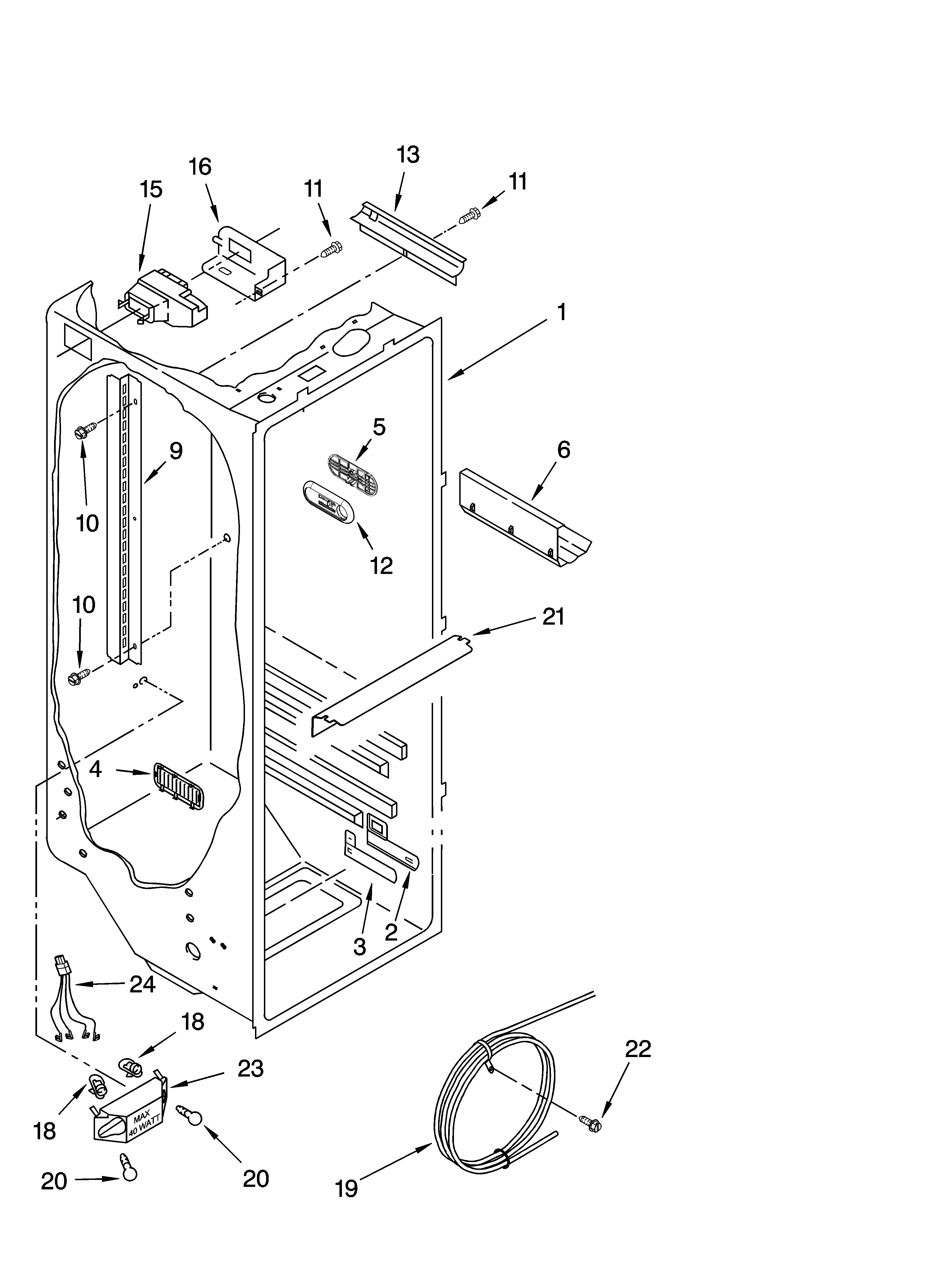 KitchenAid KSRN25FRSS01 refrigerator liner parts diagram