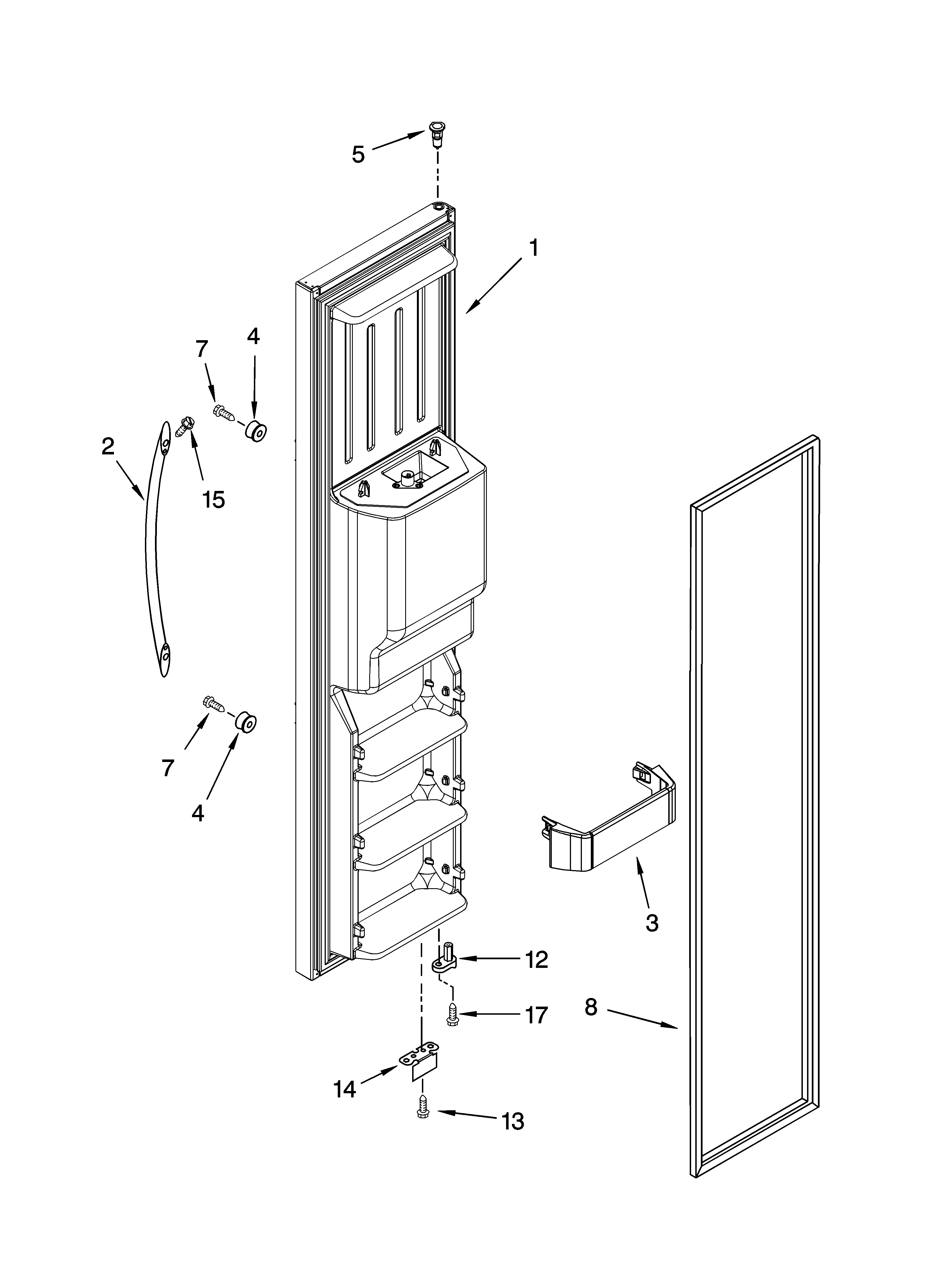 KitchenAid KSRN25FRSS01 freezer door parts diagram