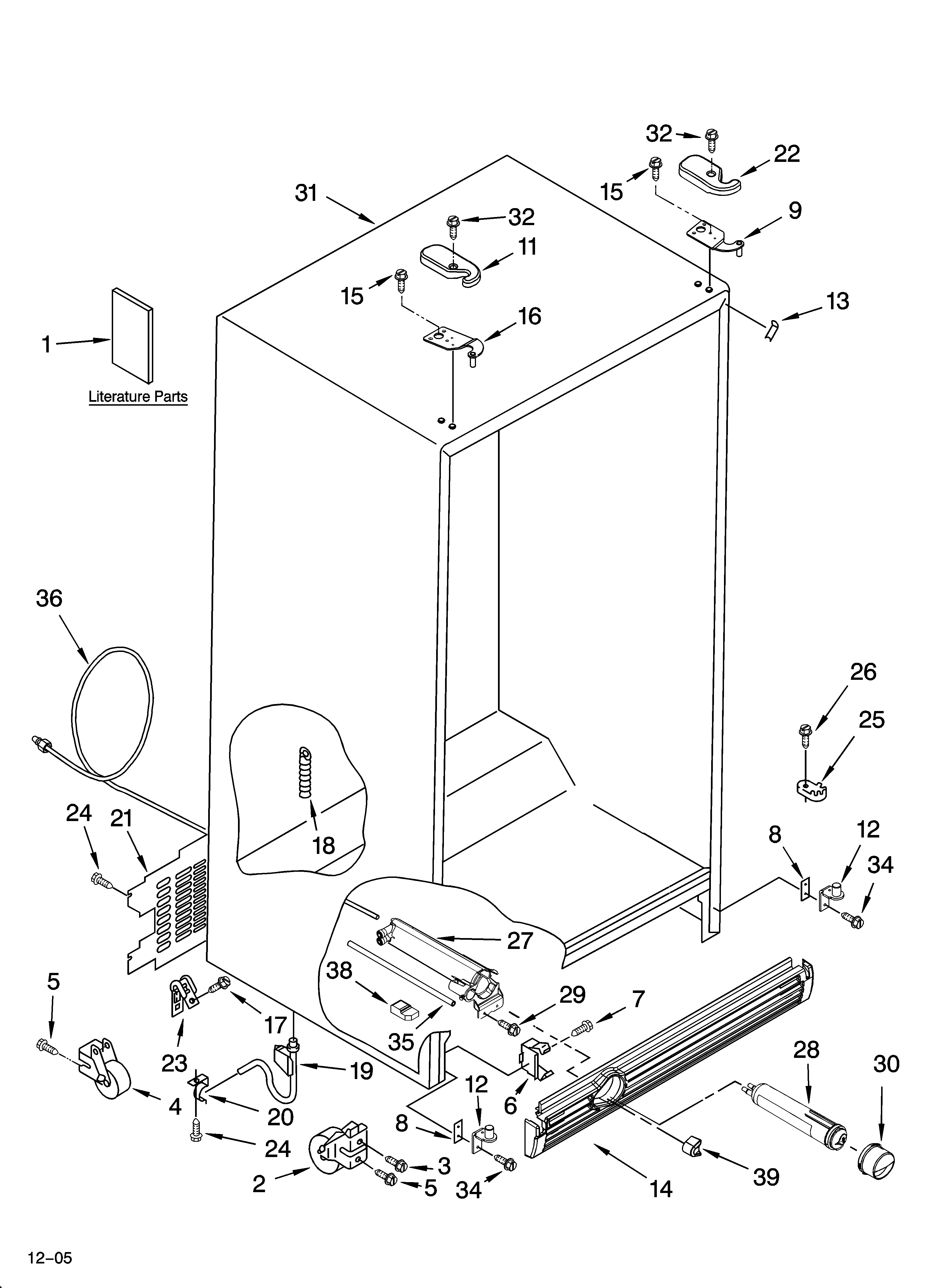 KitchenAid KSRP25FSBT00 cabinet parts diagram