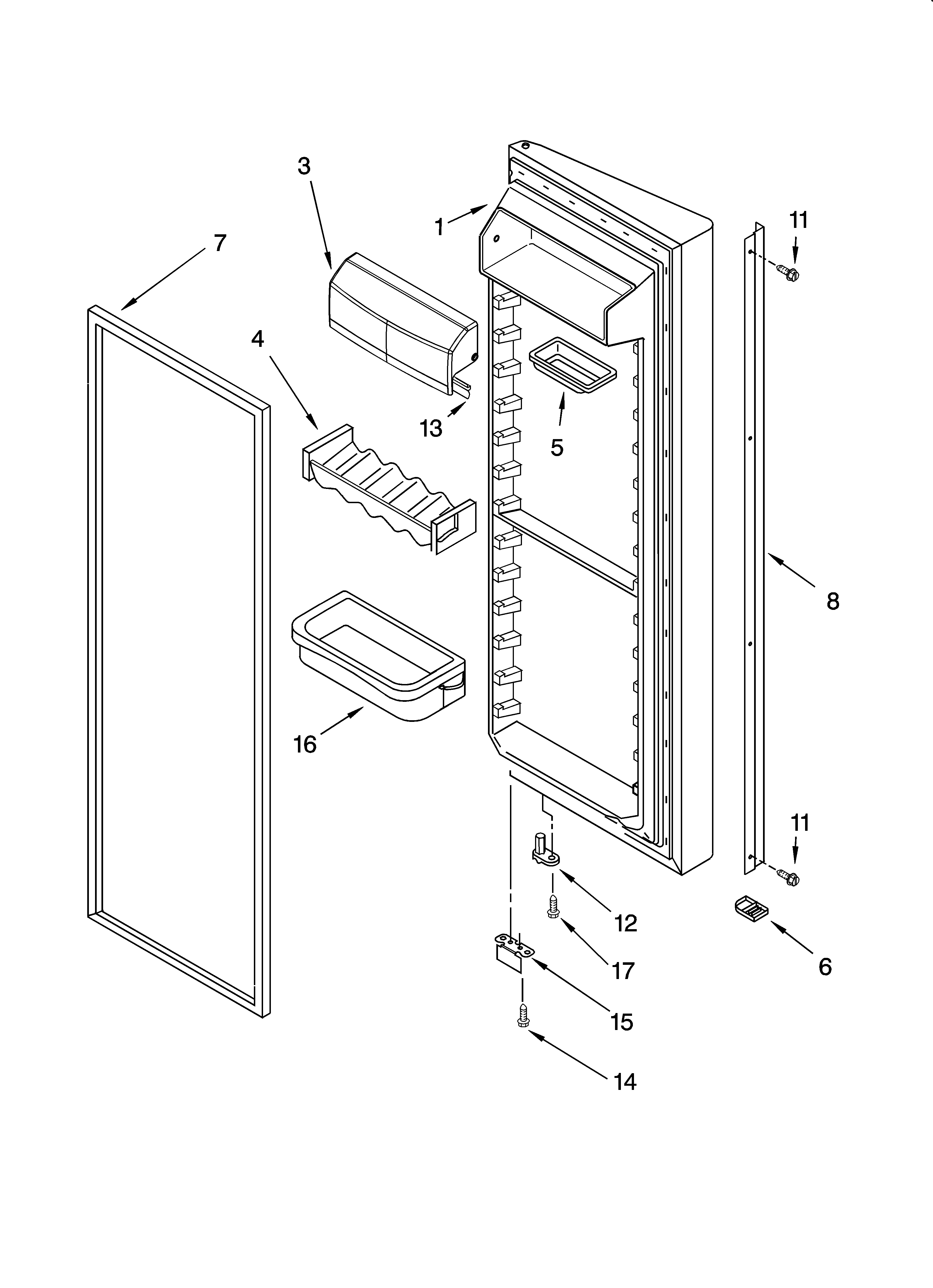 KitchenAid KSRU25CRST01 refrigerator door parts diagram