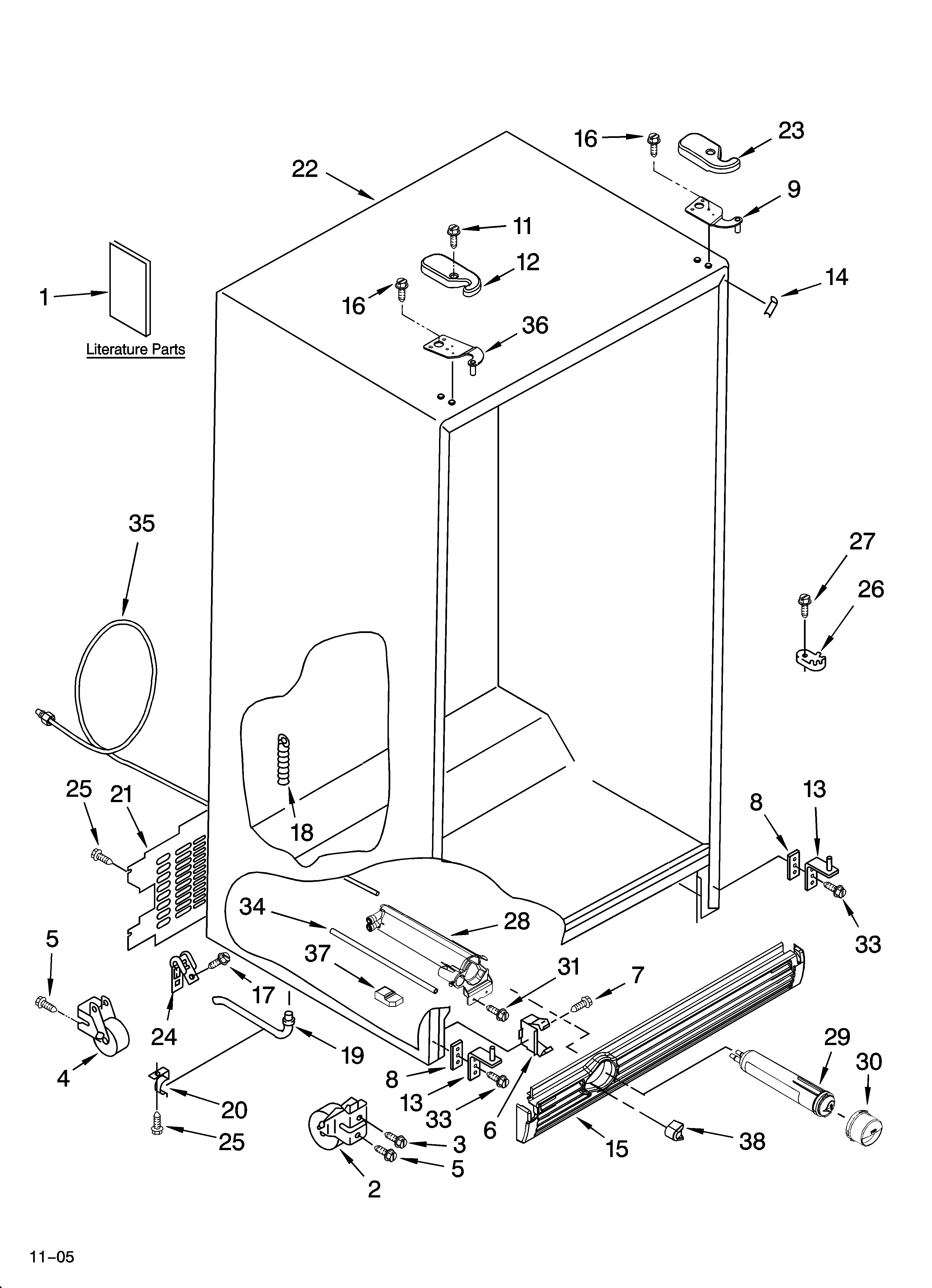 KitchenAid KSRW25CRSS02 cabinet parts diagram