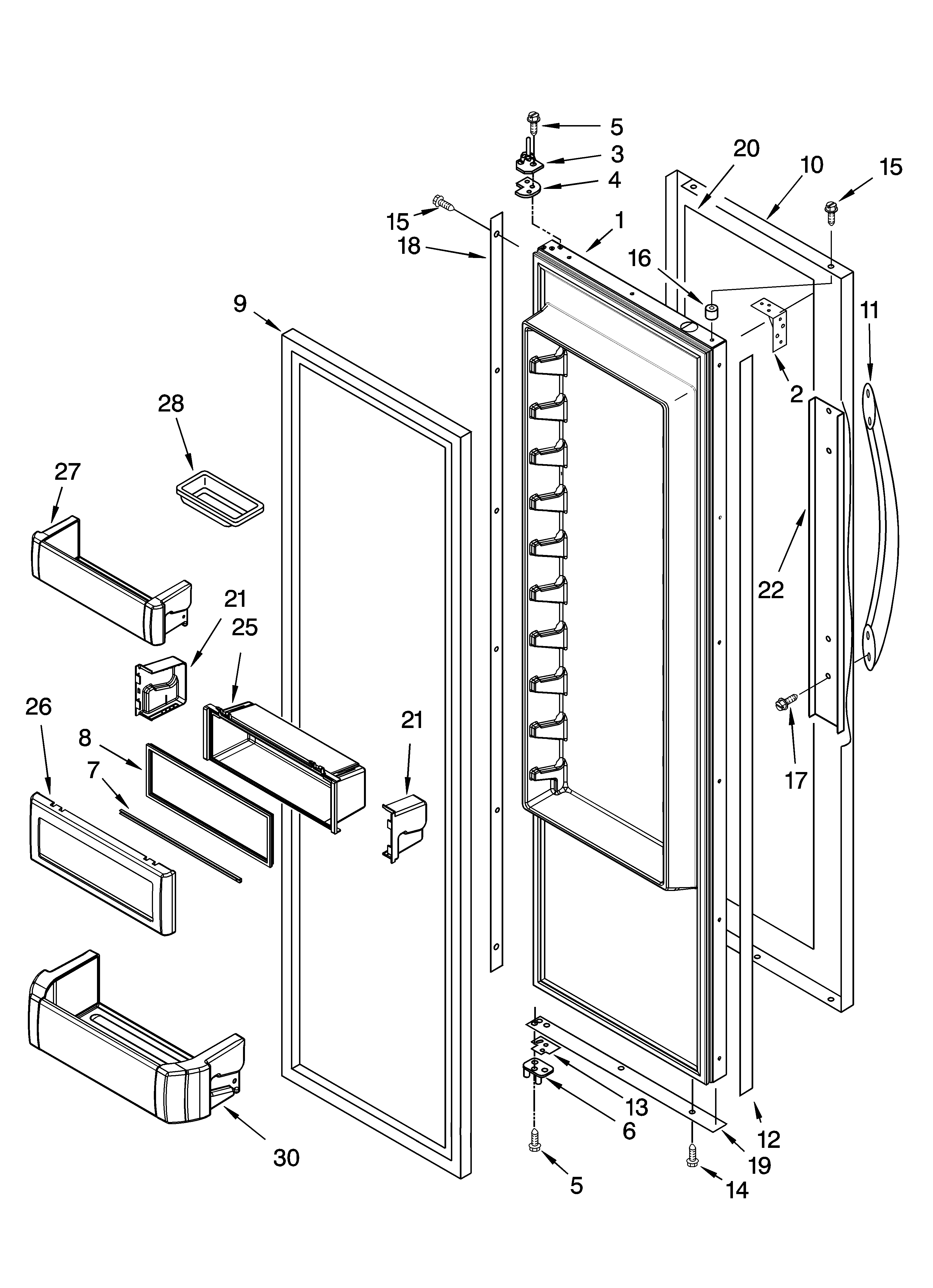 KitchenAid KSSC42QMS02 refrigerator door parts diagram