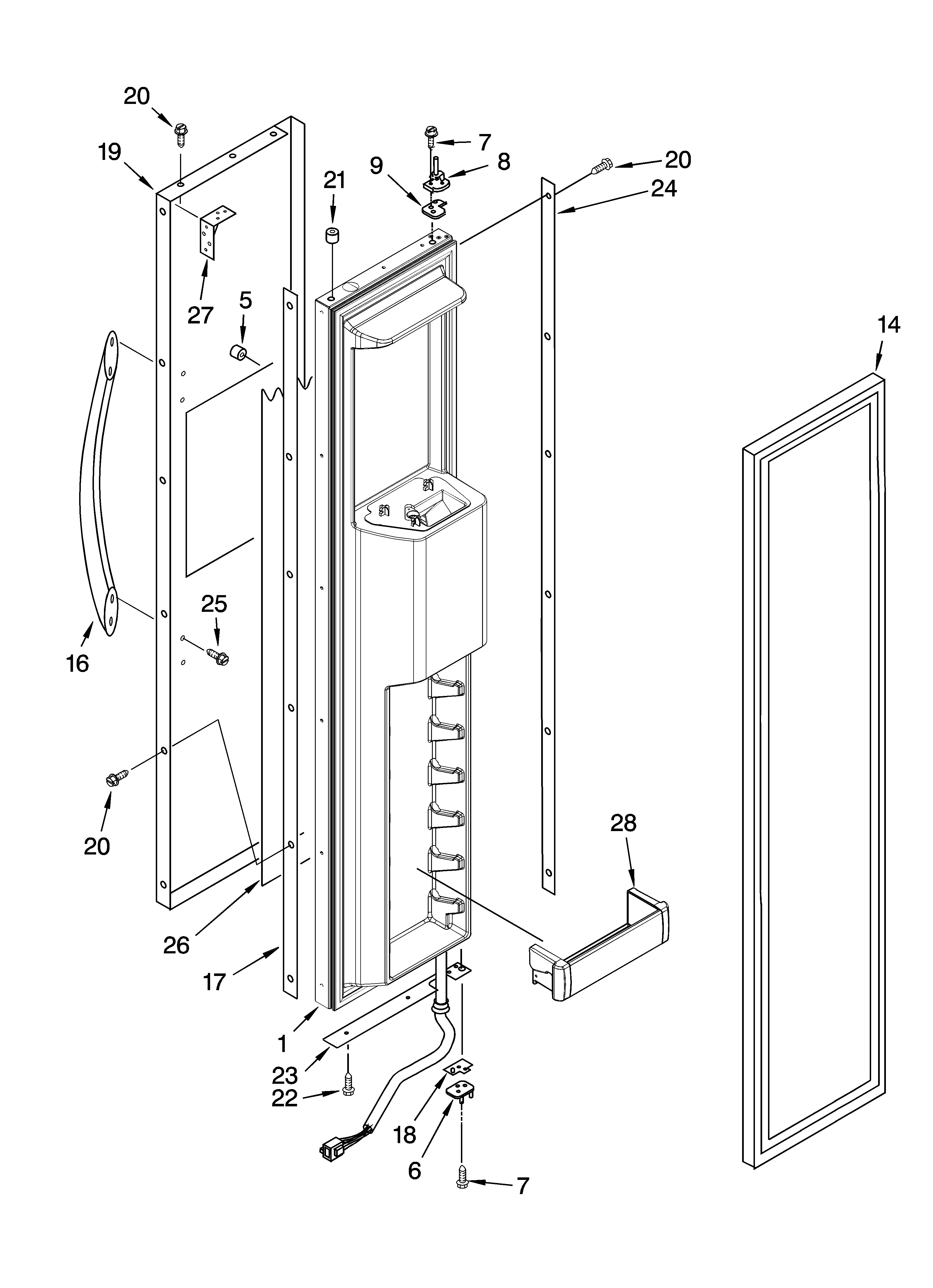KitchenAid KSSC42QMS02 freezer door parts diagram