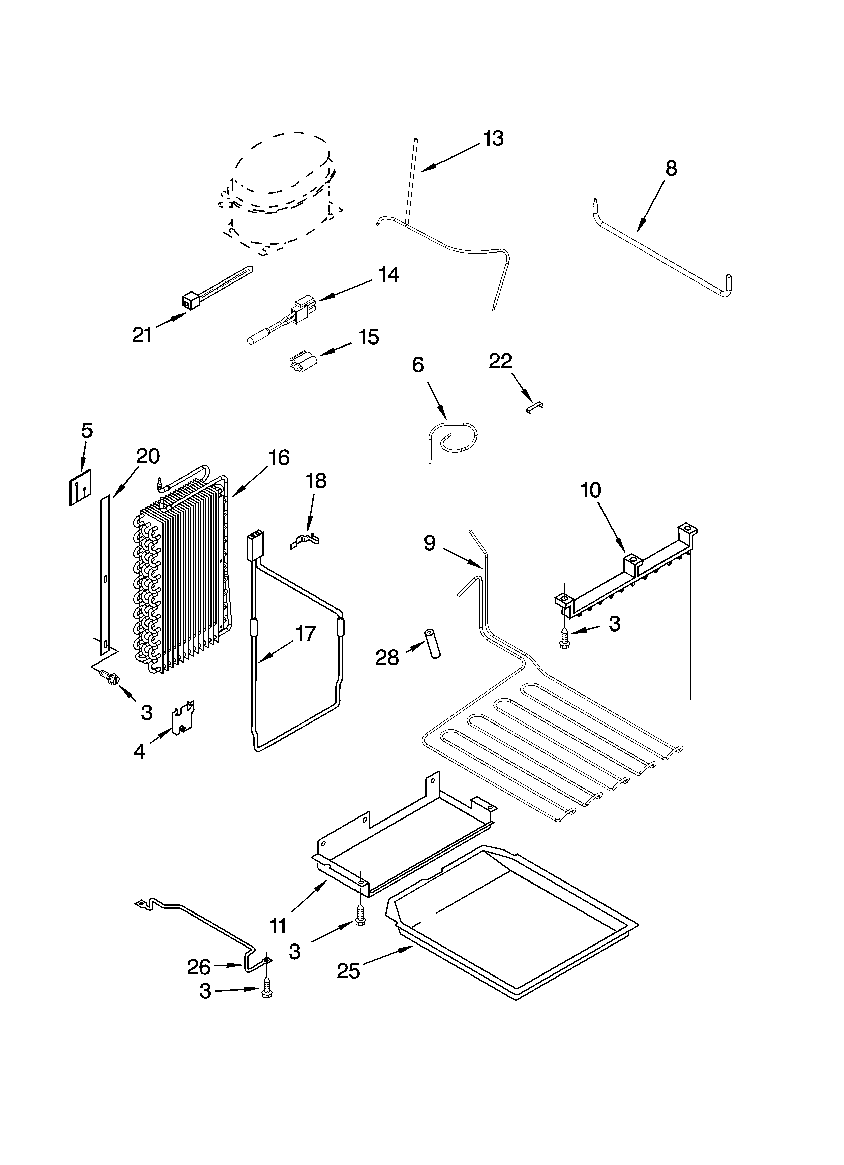 KitchenAid KSSC42QMS02 lower unit and tube parts diagram