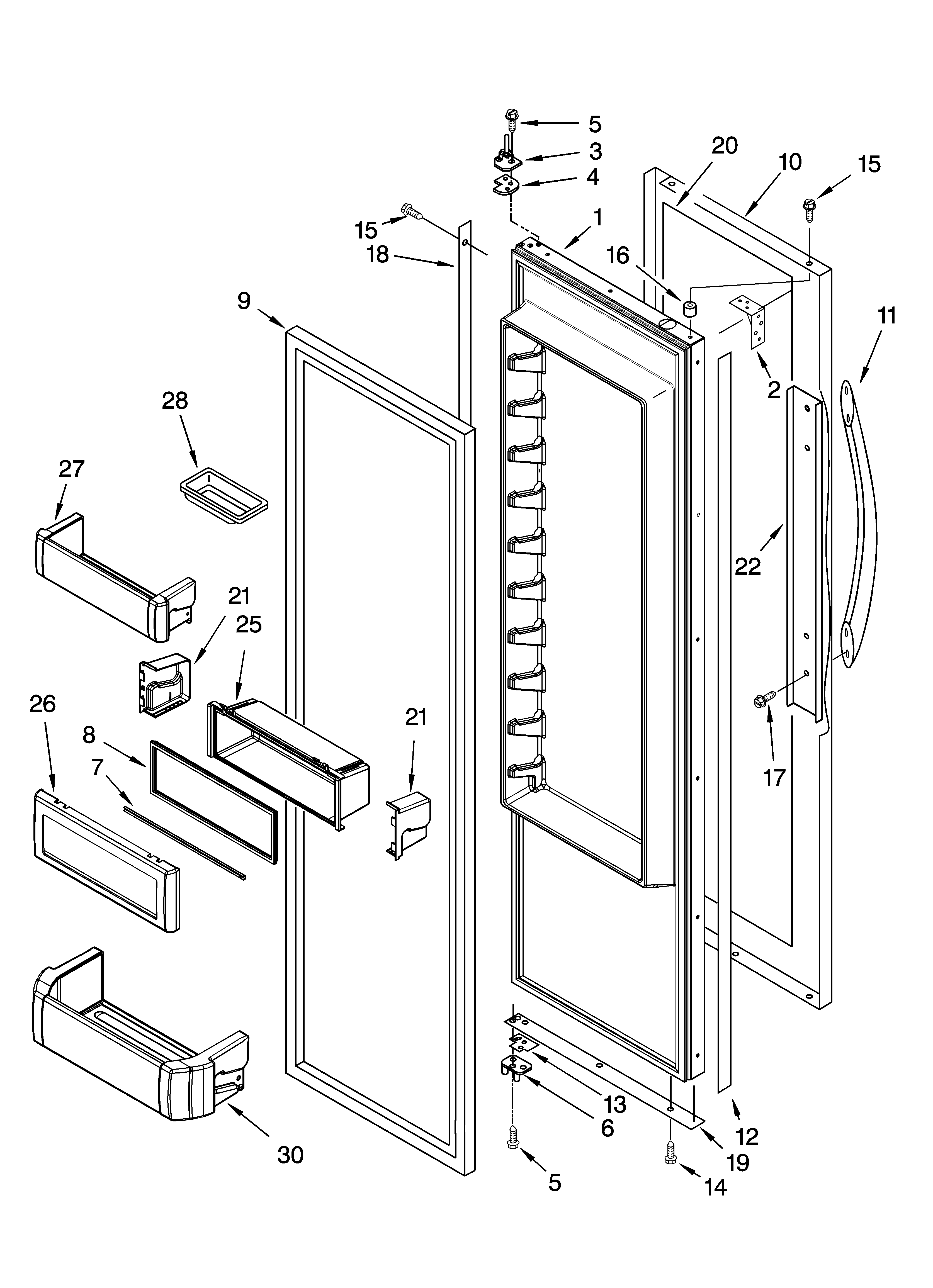 KitchenAid KSSC48FMS02 refrigerator door parts diagram