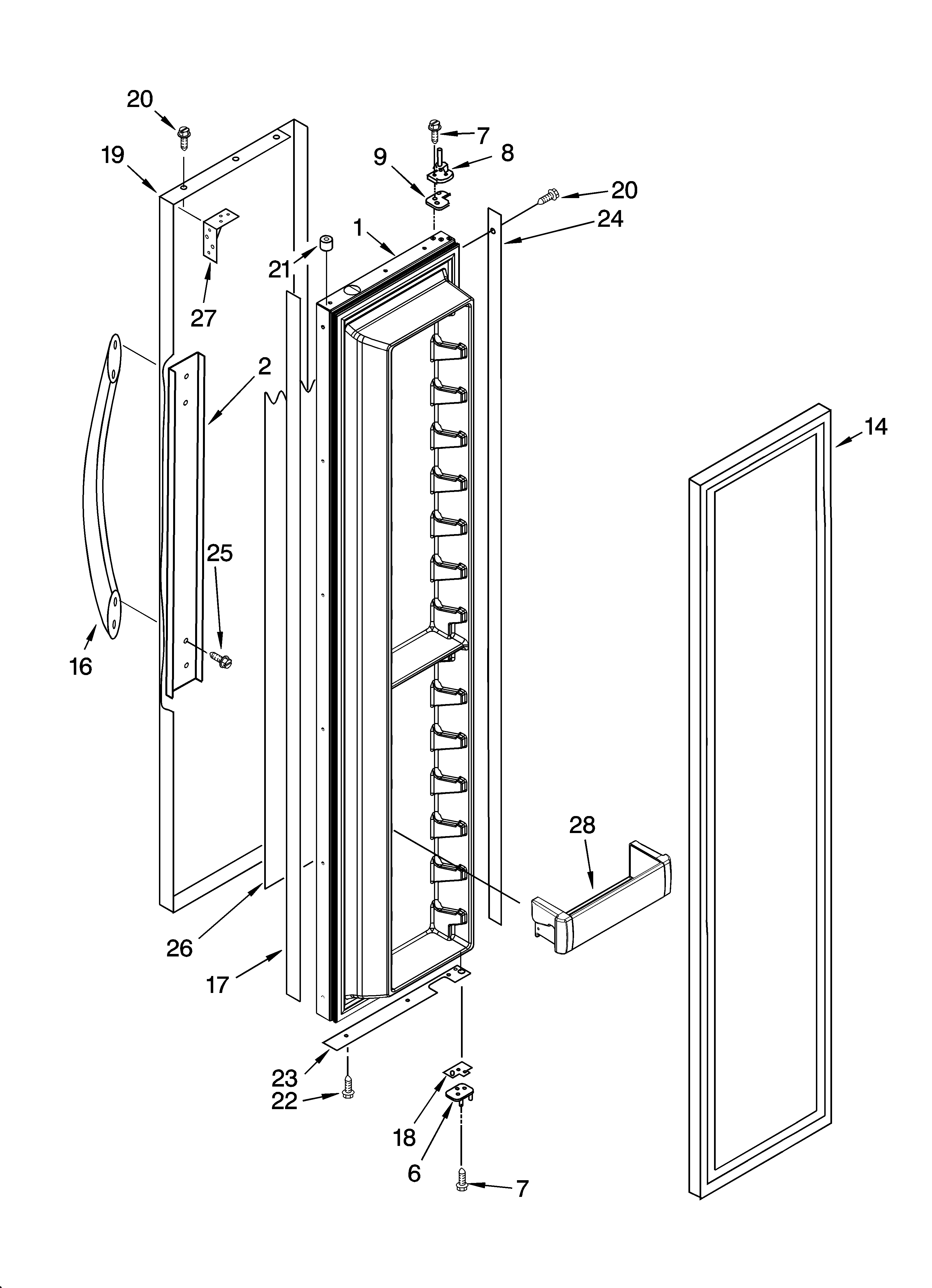KitchenAid KSSC48FMS02 freezer door parts diagram