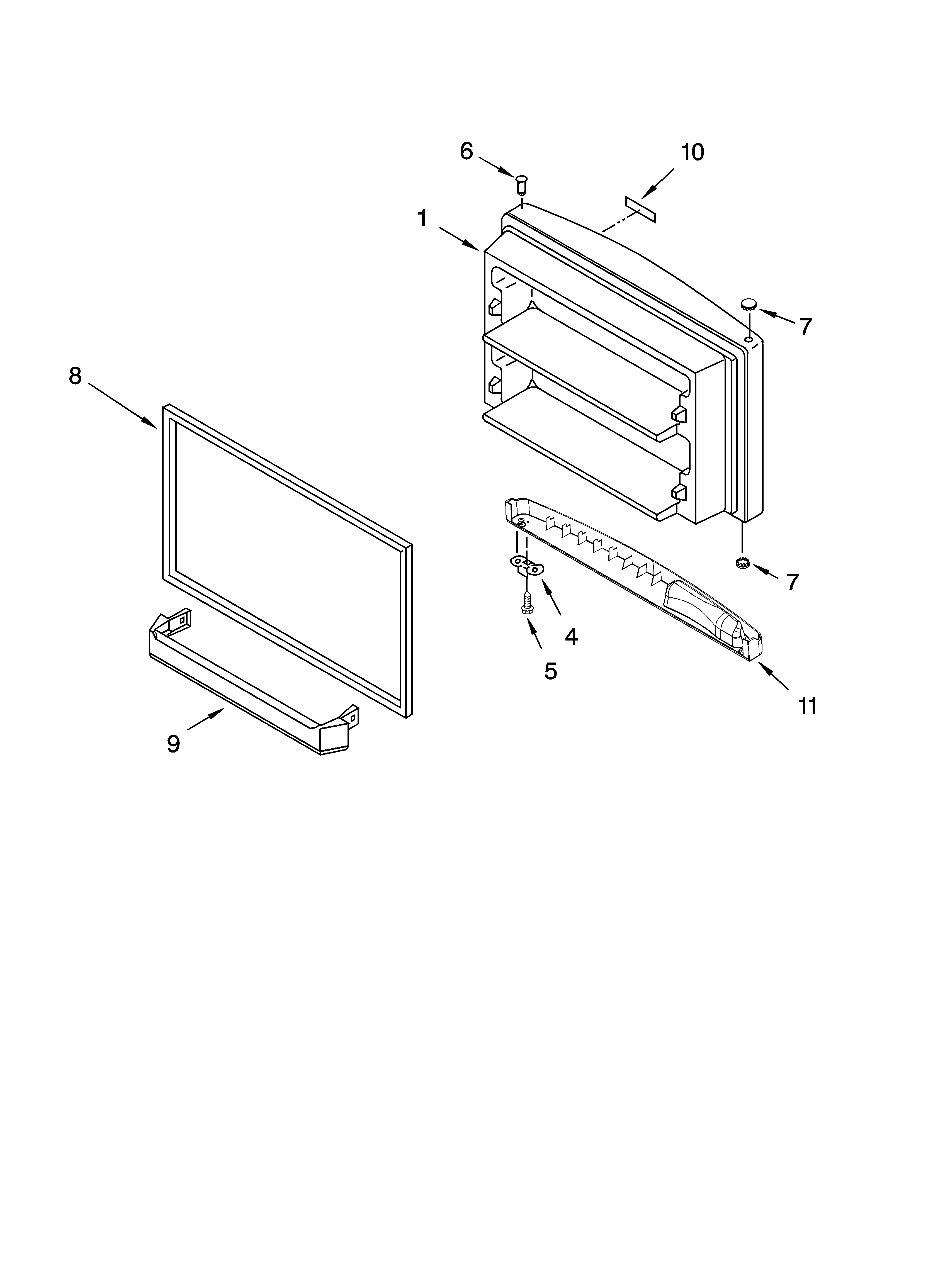 KitchenAid KTRC22KMSS05 freezer door parts, optional parts diagram