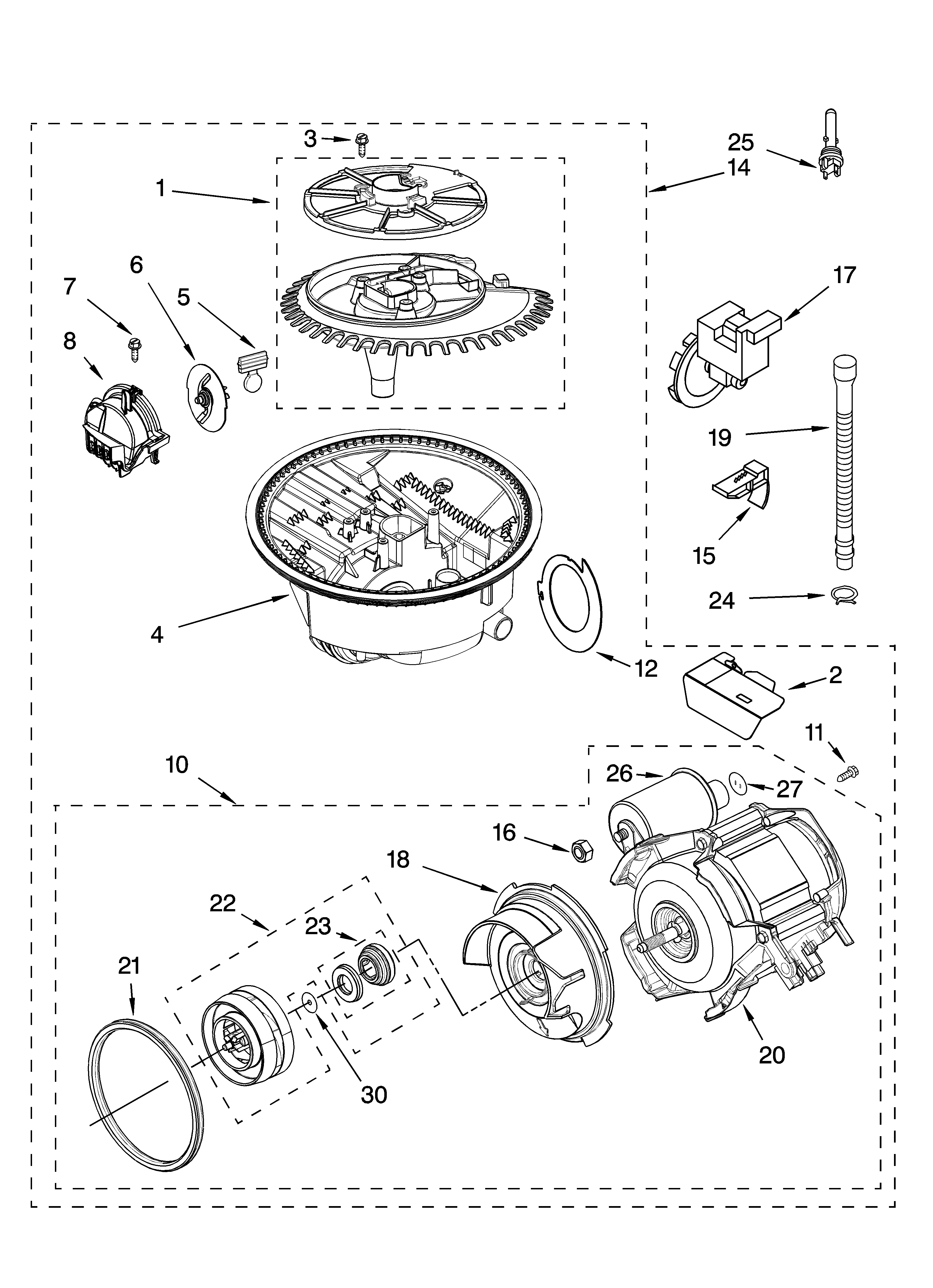 KitchenAid KUDS01VMSS7 pump and motor parts diagram