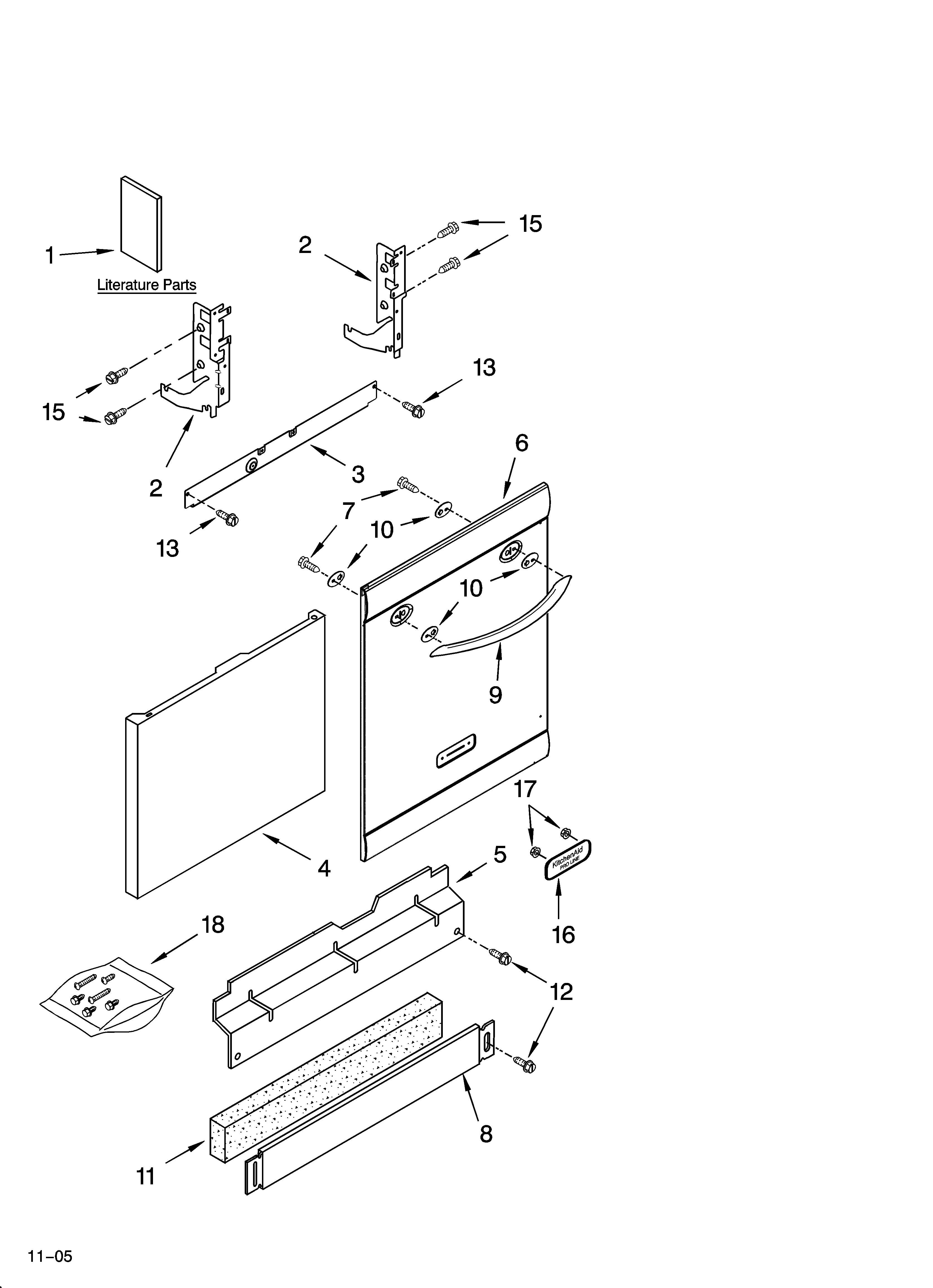 KitchenAid KUDU02VRSS1 door and panel parts diagram