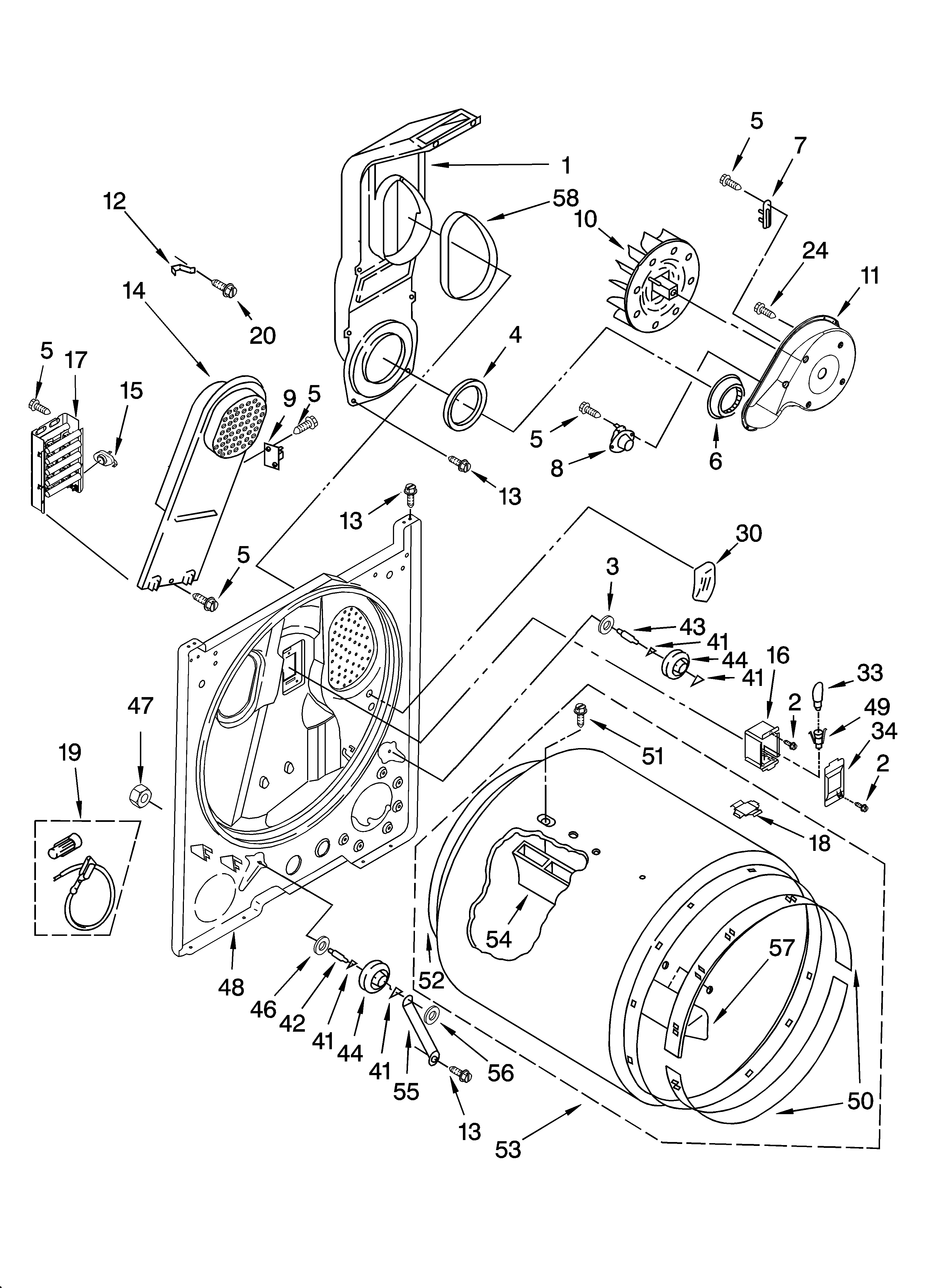 Whirlpool LEQ9858PW1 bulkhead parts, optional parts (not included) diagram
