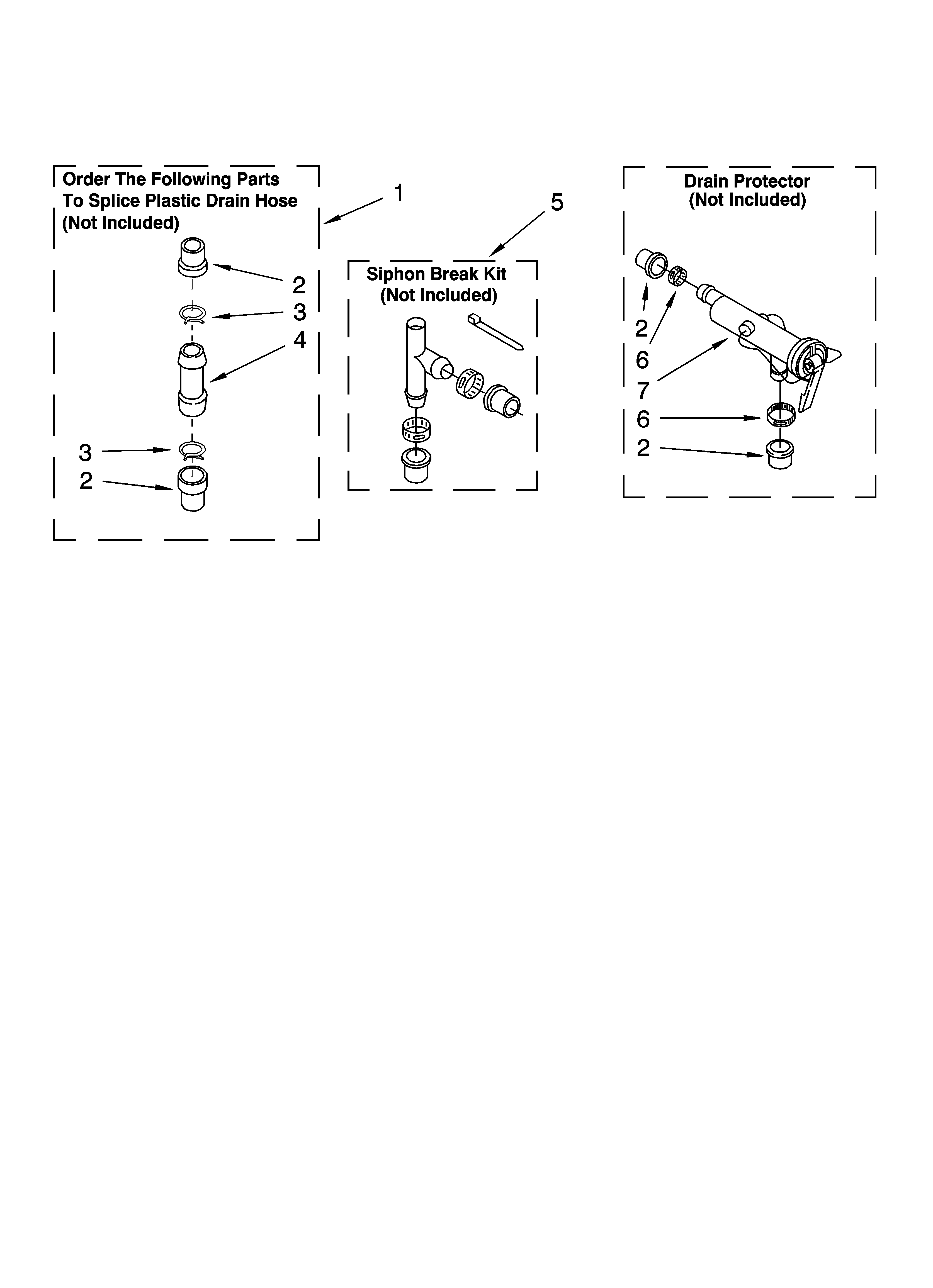 Whirlpool LSQ9010PW6 water system parts, optional parts (not included) diagram