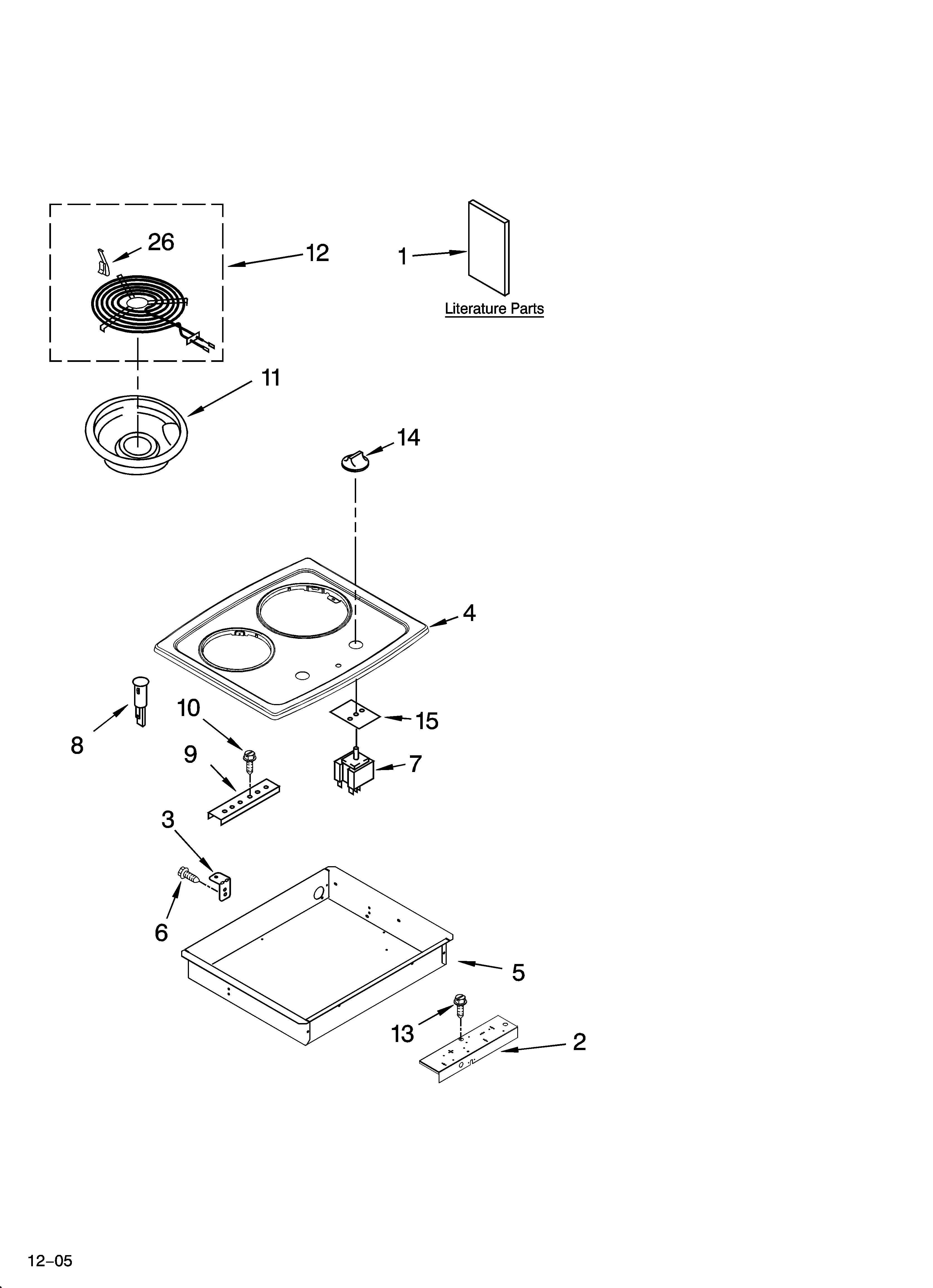 Whirlpool RCS2002RS01 cooktop parts, optional parts diagram