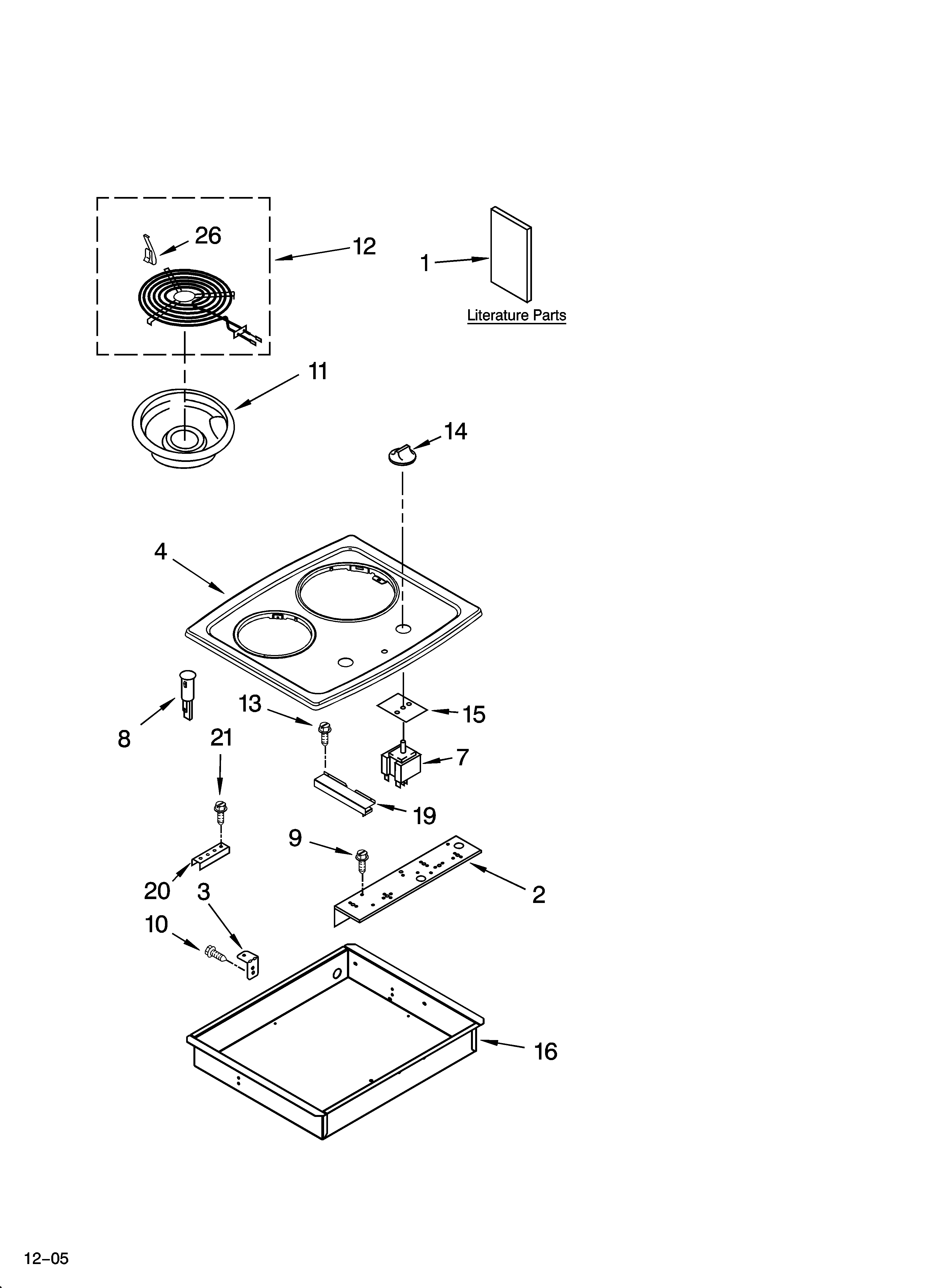 Whirlpool RCS2012RS01 cooktop parts, optional parts diagram