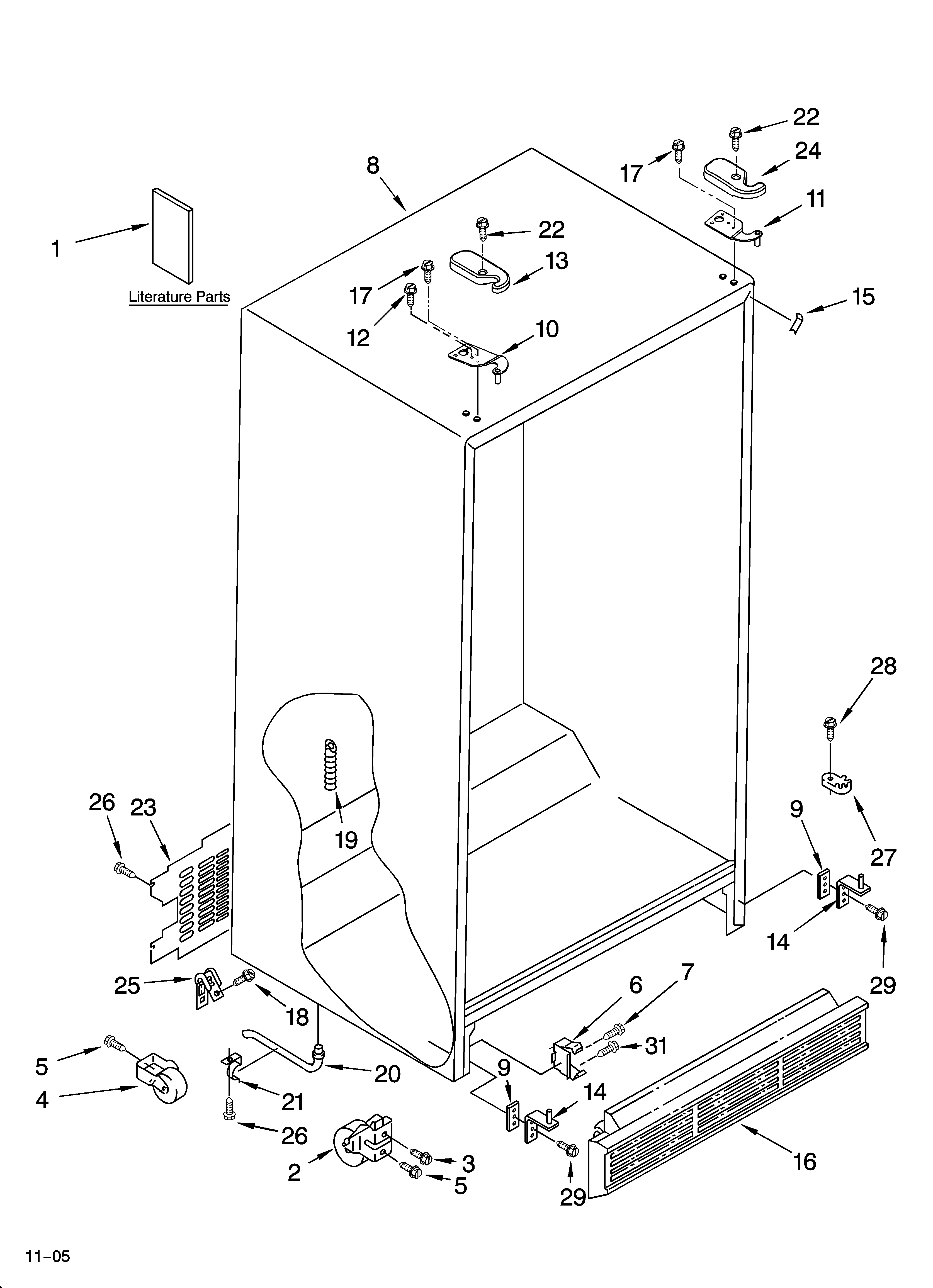 Roper RS22AQXMQ01 cabinet parts diagram