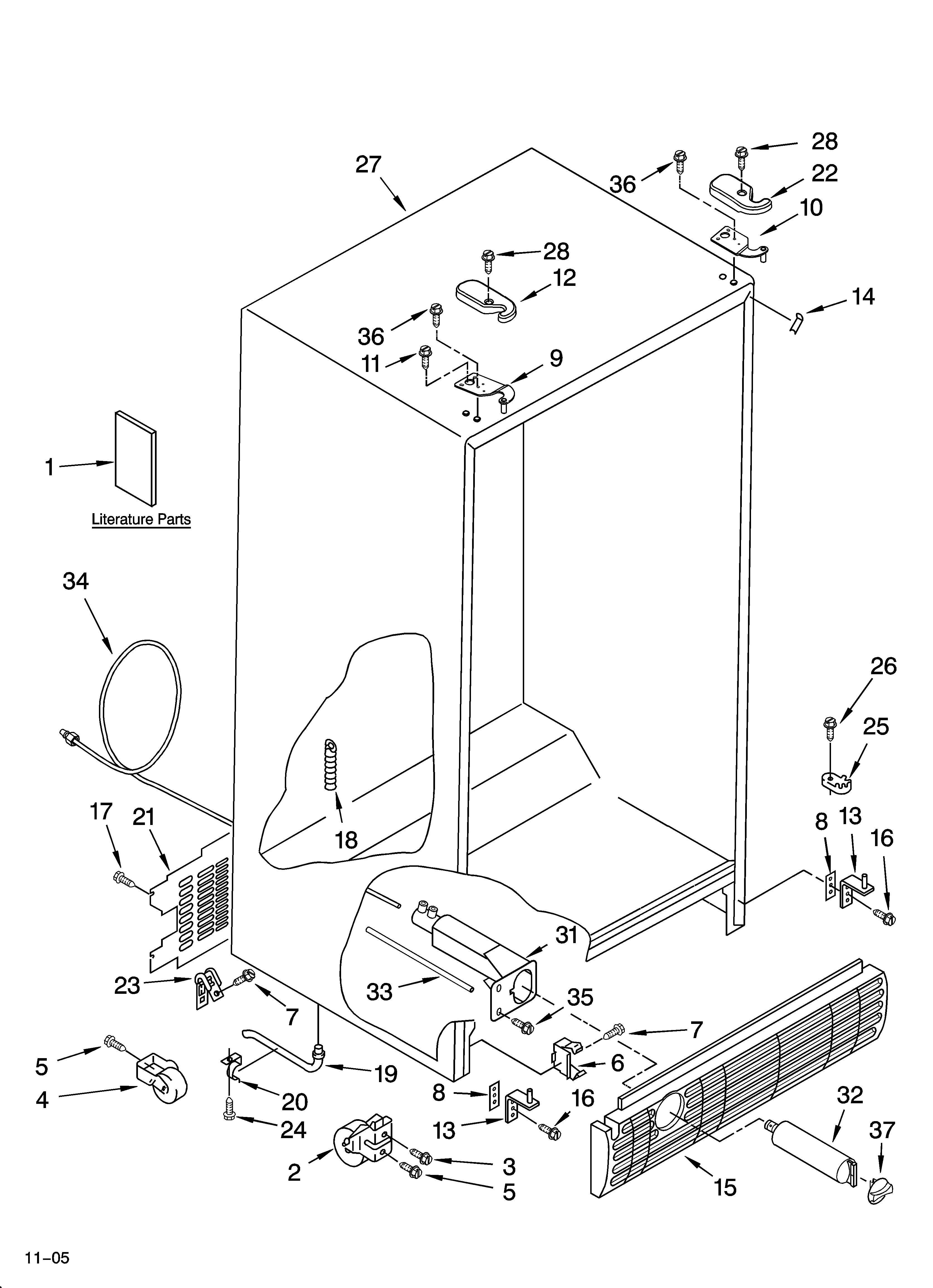 Roper RS25AFXRD02 cabinet parts diagram