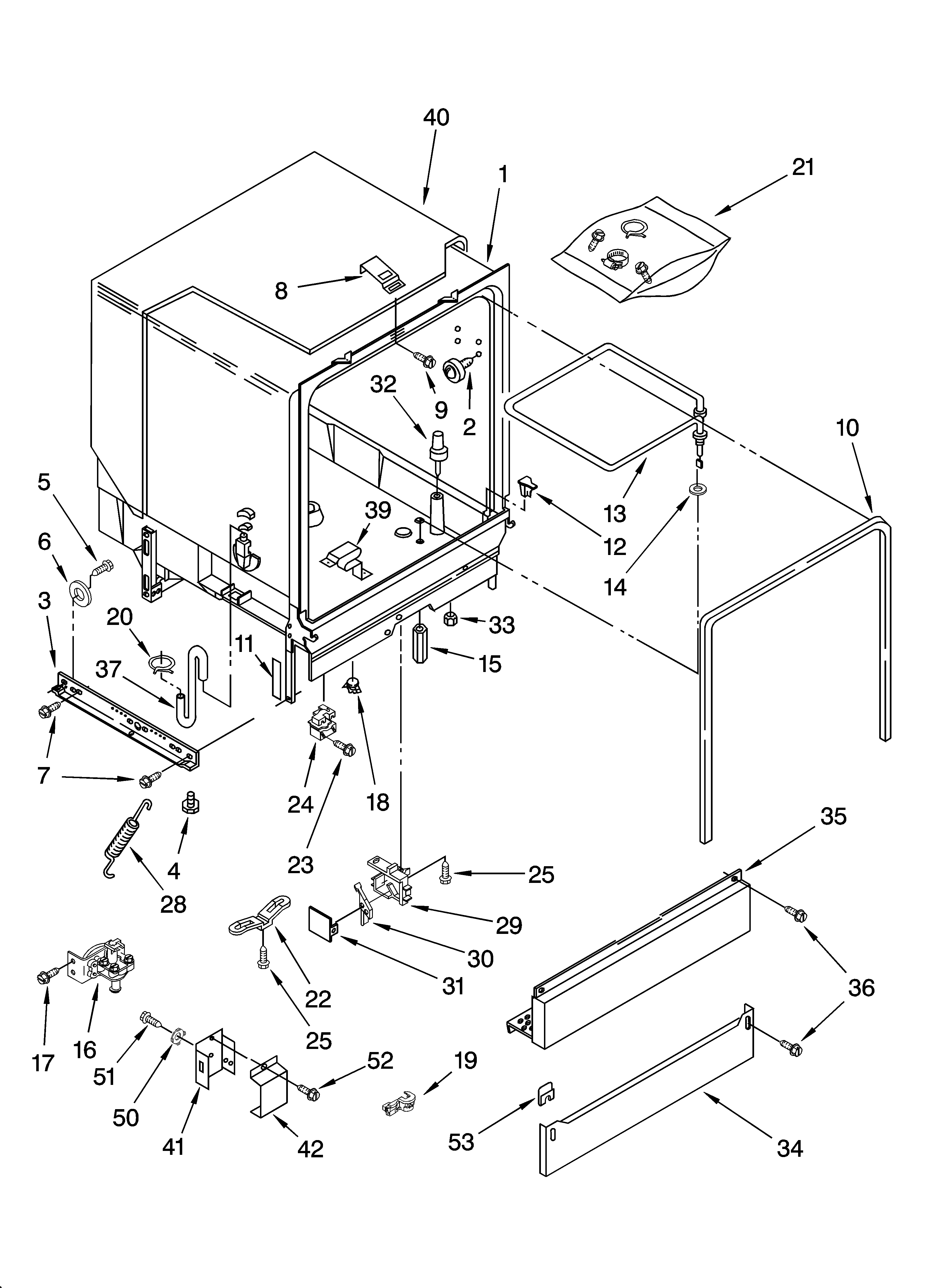 Roper RUD6050RD2 tub assembly parts diagram