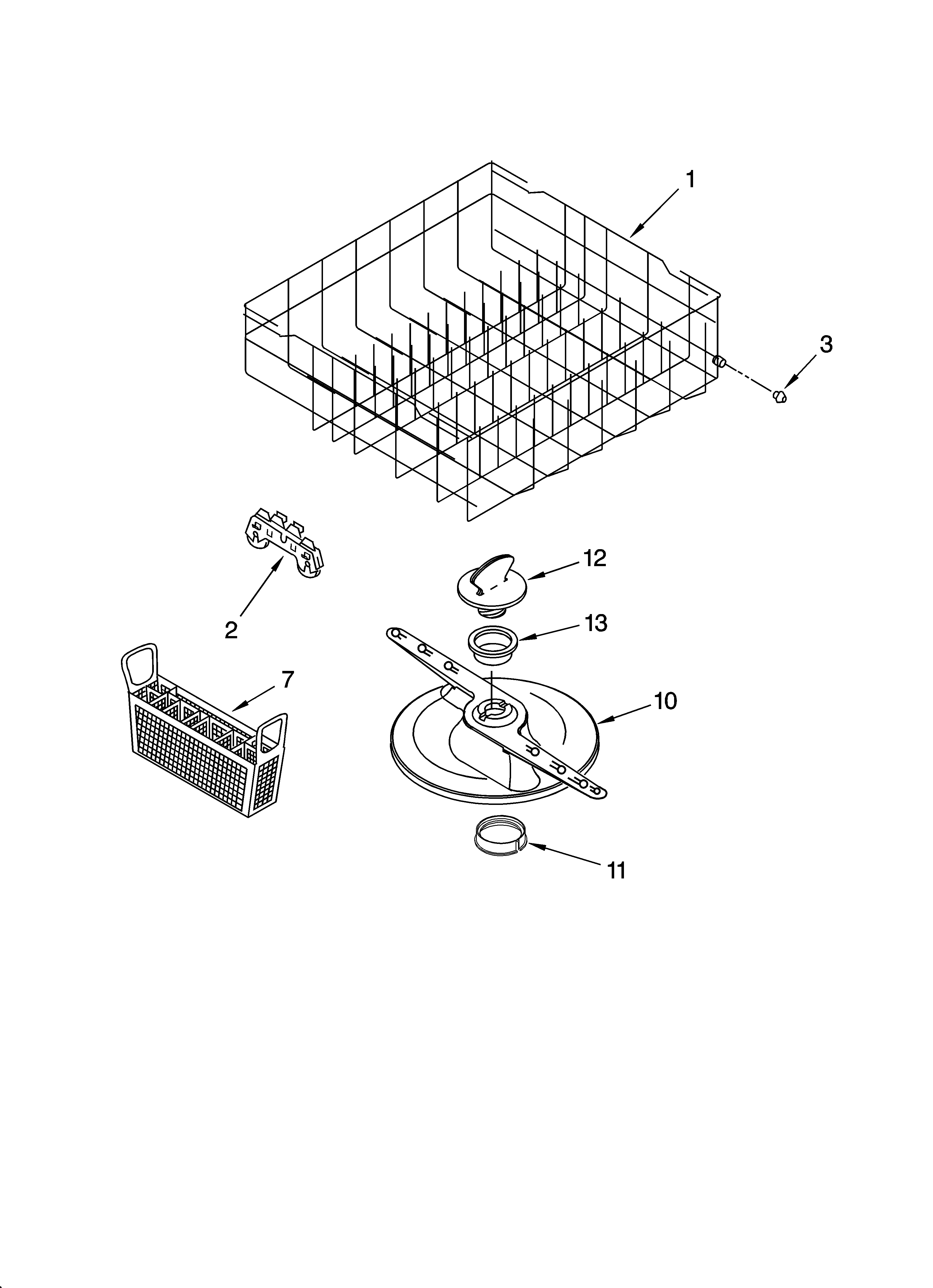 Roper RUD6050RD2 lower dishrack parts, optional parts (not included) diagram