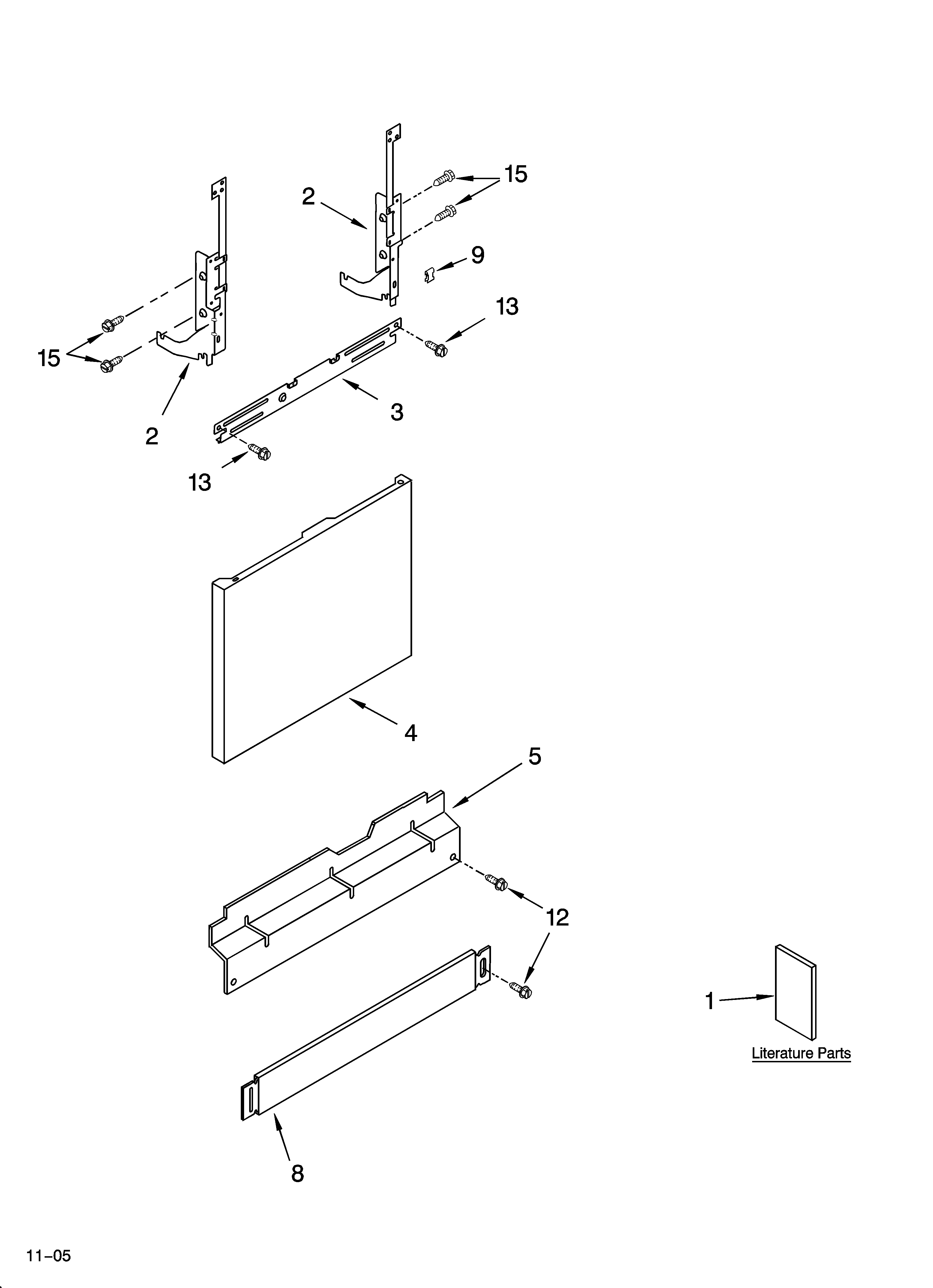 Roper RUD8000RQ1 door and panel parts diagram