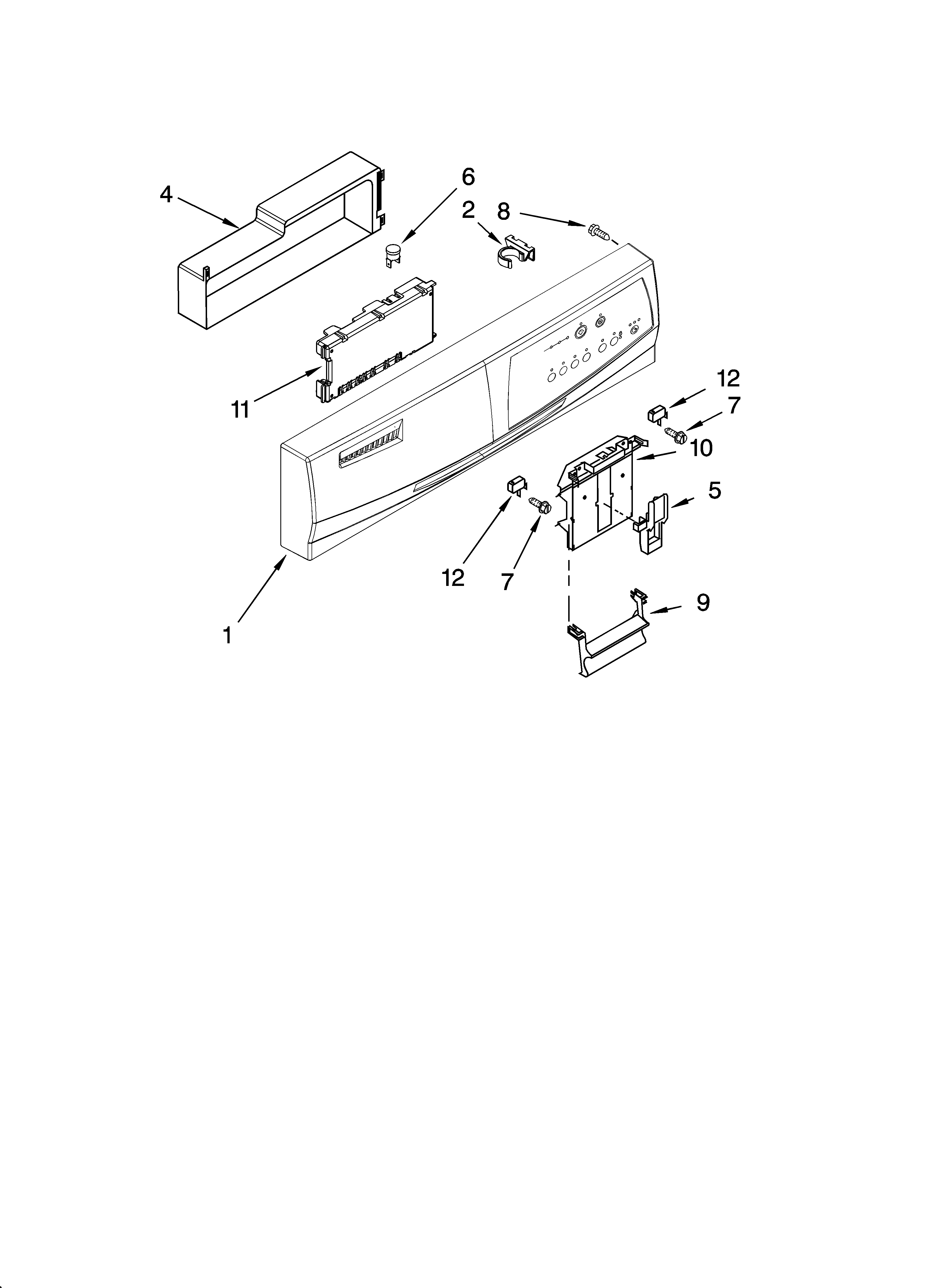 Roper RUD8000RQ1 control panel parts diagram