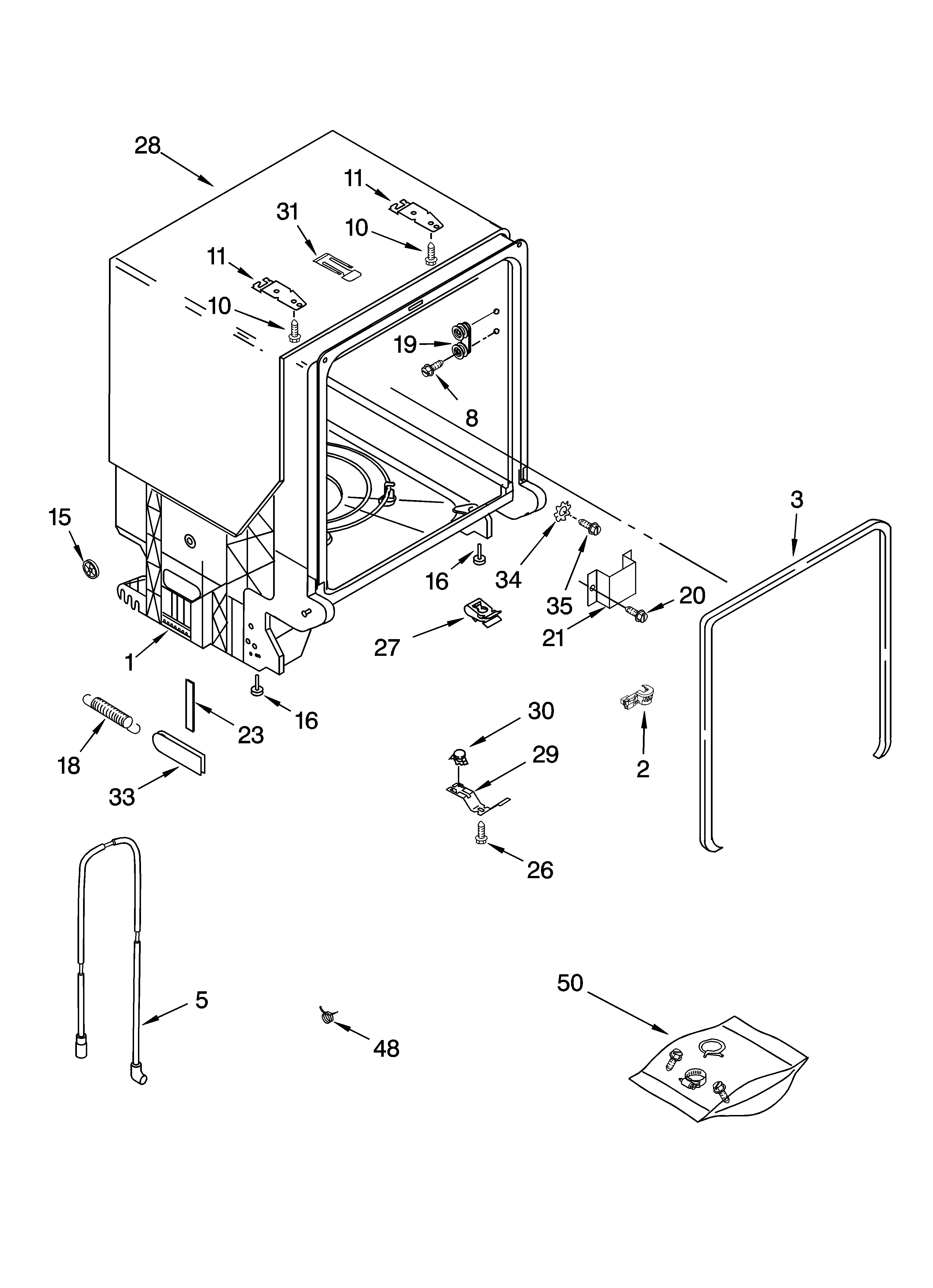 Roper RUD8000RQ1 tub and frame parts diagram