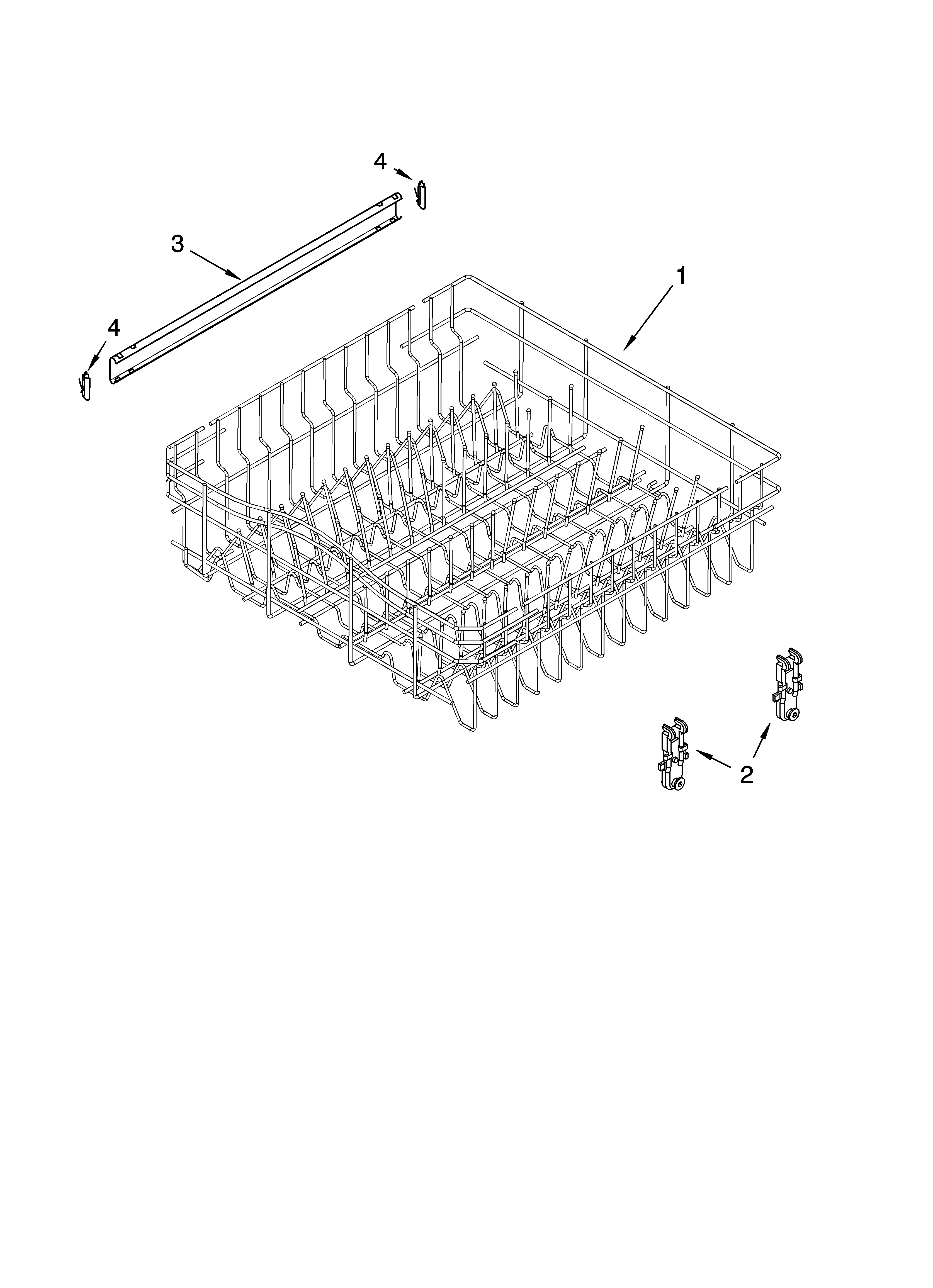 Roper RUD8000RQ1 upper rack and track parts diagram