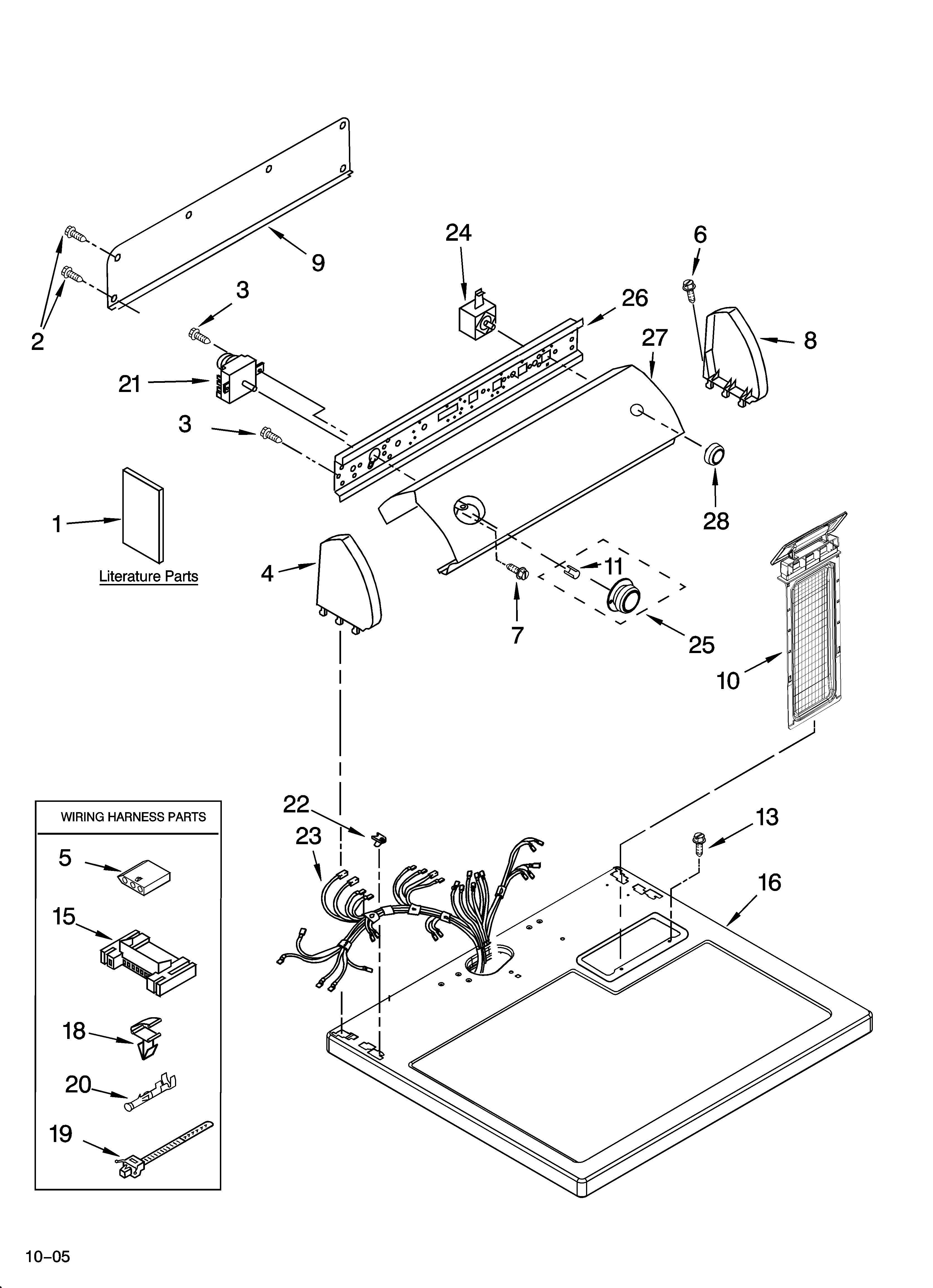 Estate TEDX340RW2 top and console parts diagram