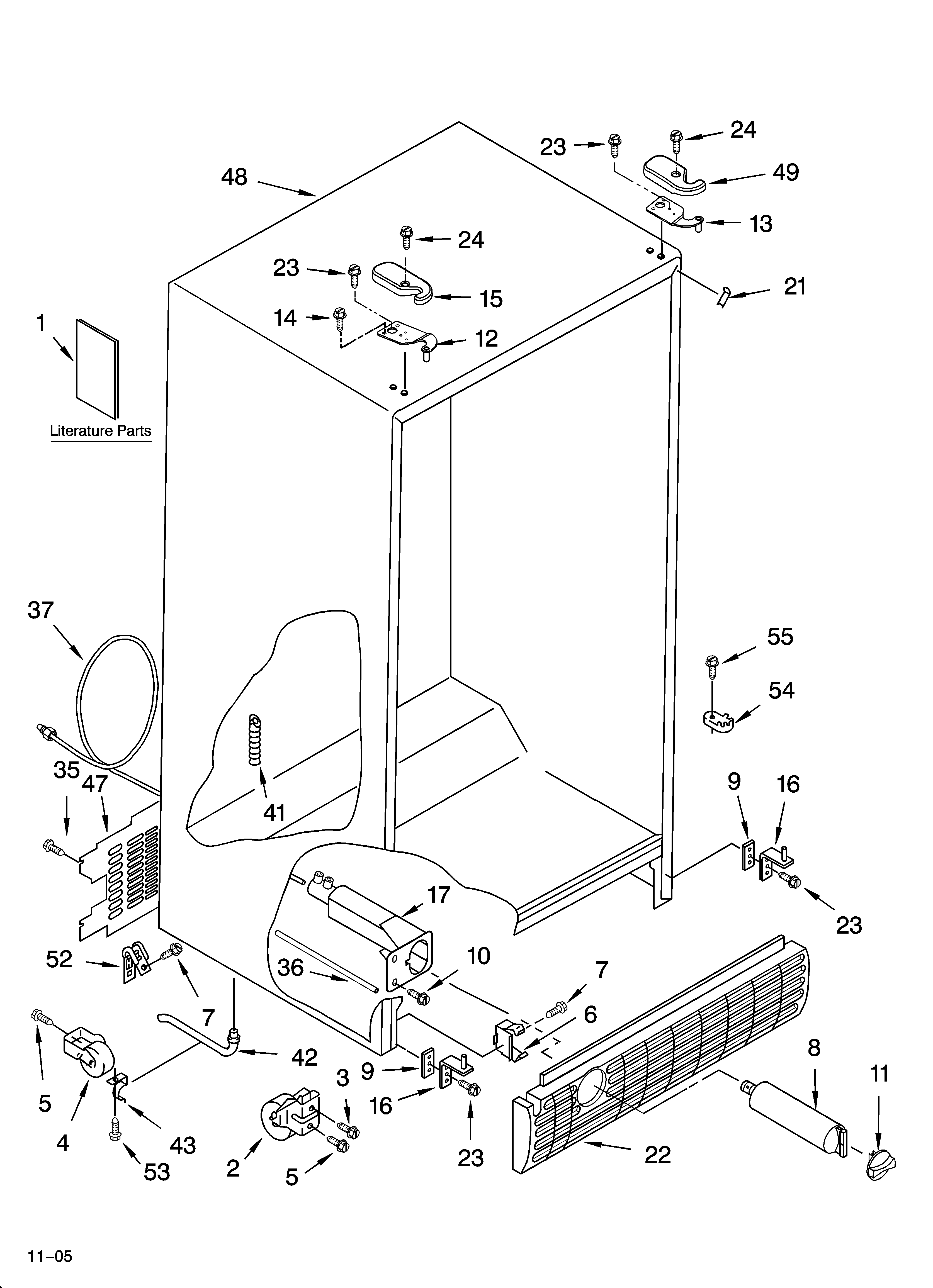 Estate TS25AFXKQ03 cabinet parts diagram